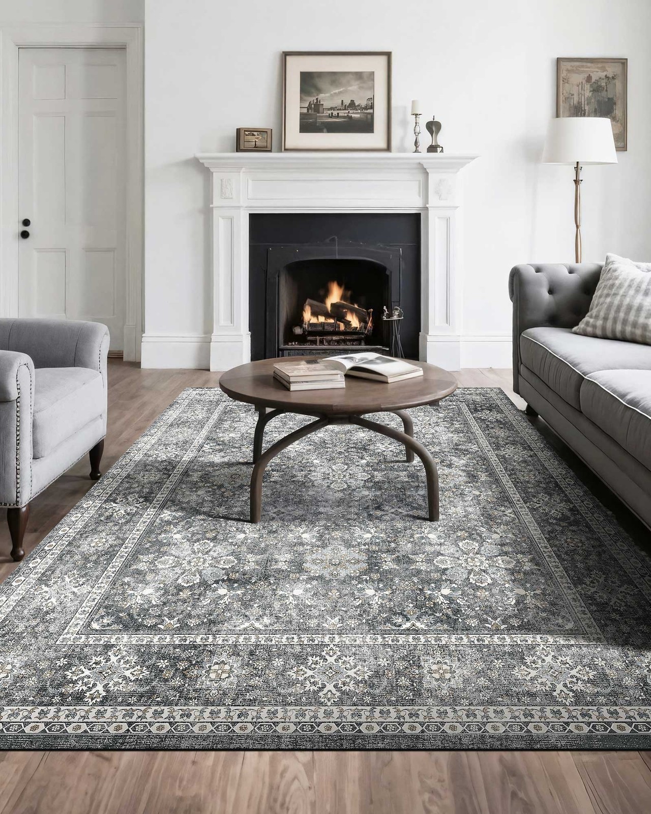 Area Rug, 8 x 10 ft Large Washable Rug, Non-Slip and Tear-Resistant Soft Carpet,