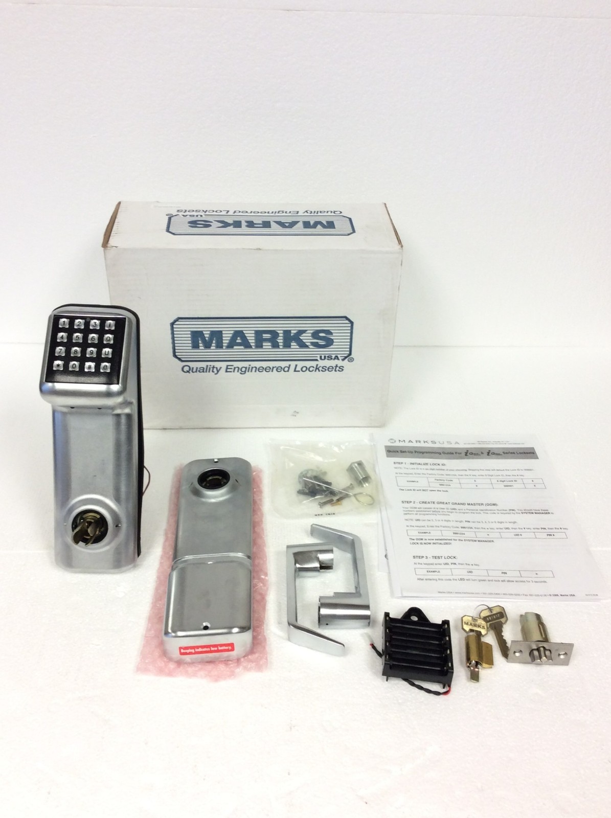 Marks Usa IQ1D/26D Digital Keypad Cylindrical Lock w/ Accessories, WORKING QTY