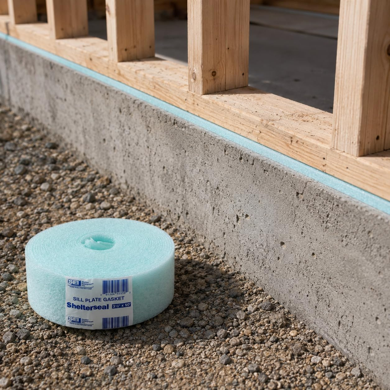 Sill Plate Gasket, 3 1/2In X50 Ft Aqua Foam Sill Sealer, Foundation Seal for Woo