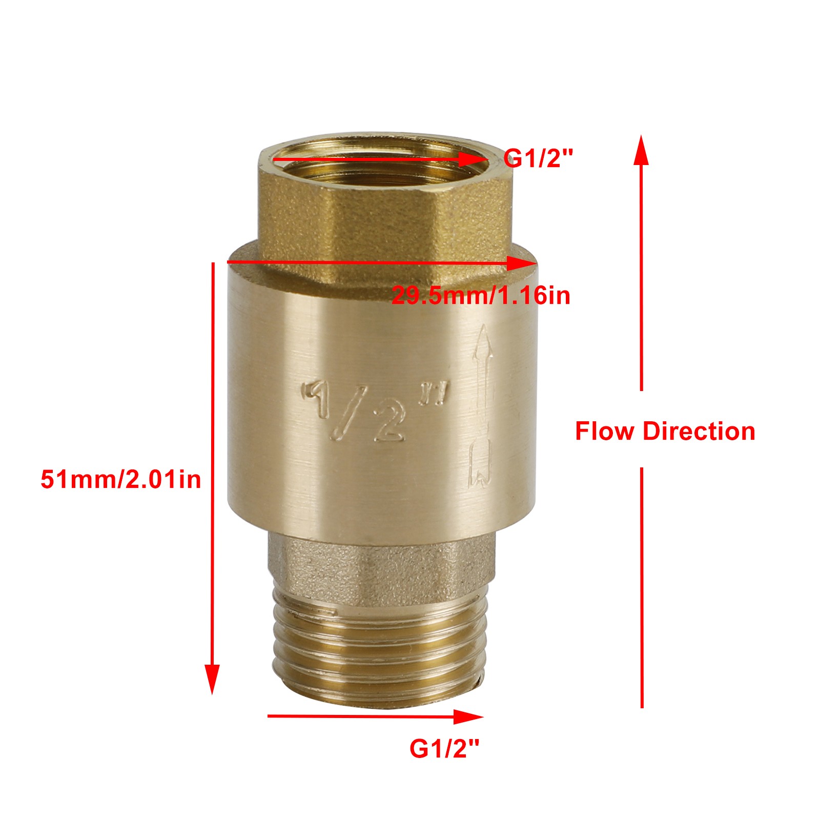 Brass Check Valve G1/2″ G3/4″ G1″ M To F Thread Non-Return Backflow Prevention