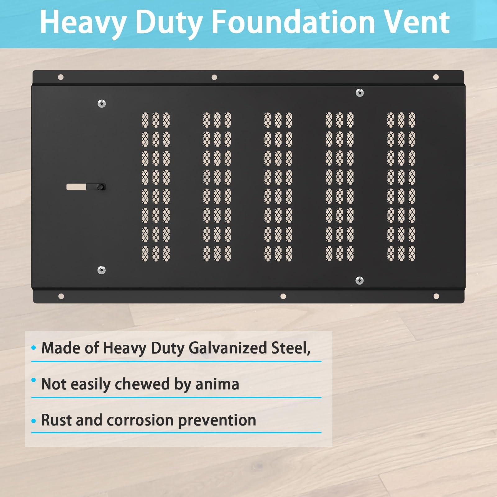 Foundation Vent Cover,Crawl Space Cover Fits 16”x8” Rough Opening, Black