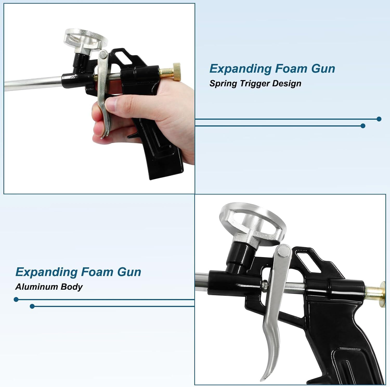 2PC Pro PU Foam Gun NIB Expanding Spray Applicator New & Improved Adapter Basket