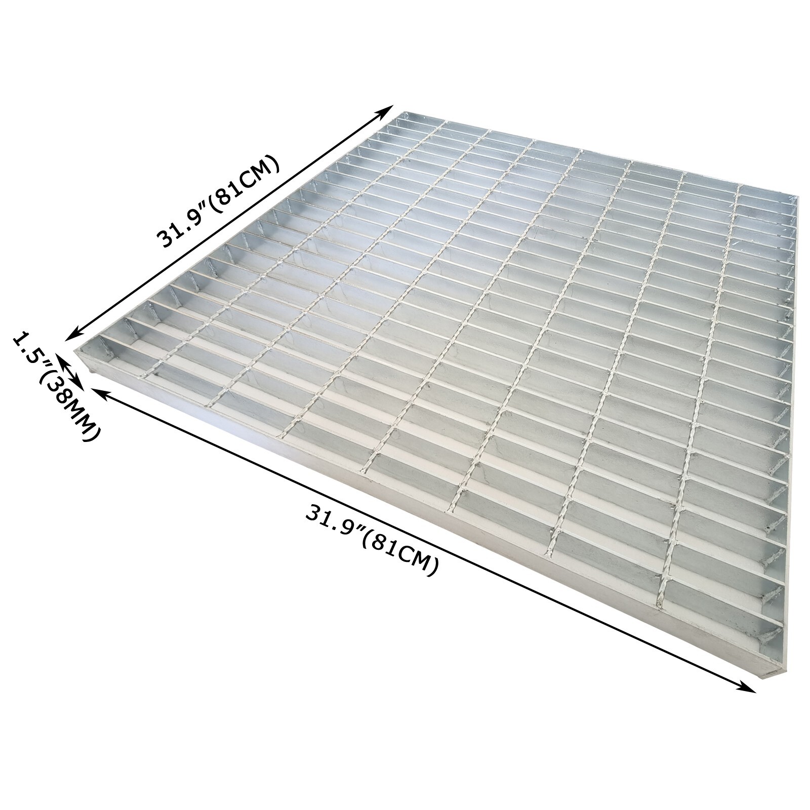 1 Piece 2.6ft*2.6ft Silver Gray Carbon Steel Grille Plate Load-Bearing 3 tons