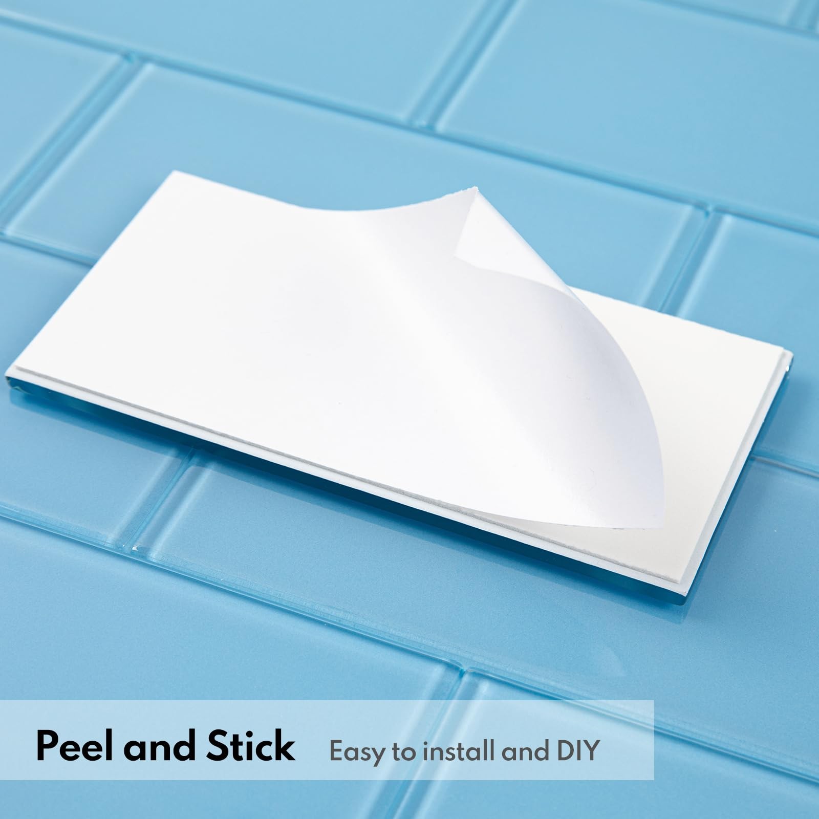 Lovdeco Peel & Stick 3×6″ Blue Glass Subway Tile, 5 Sq Ft, Easy Install