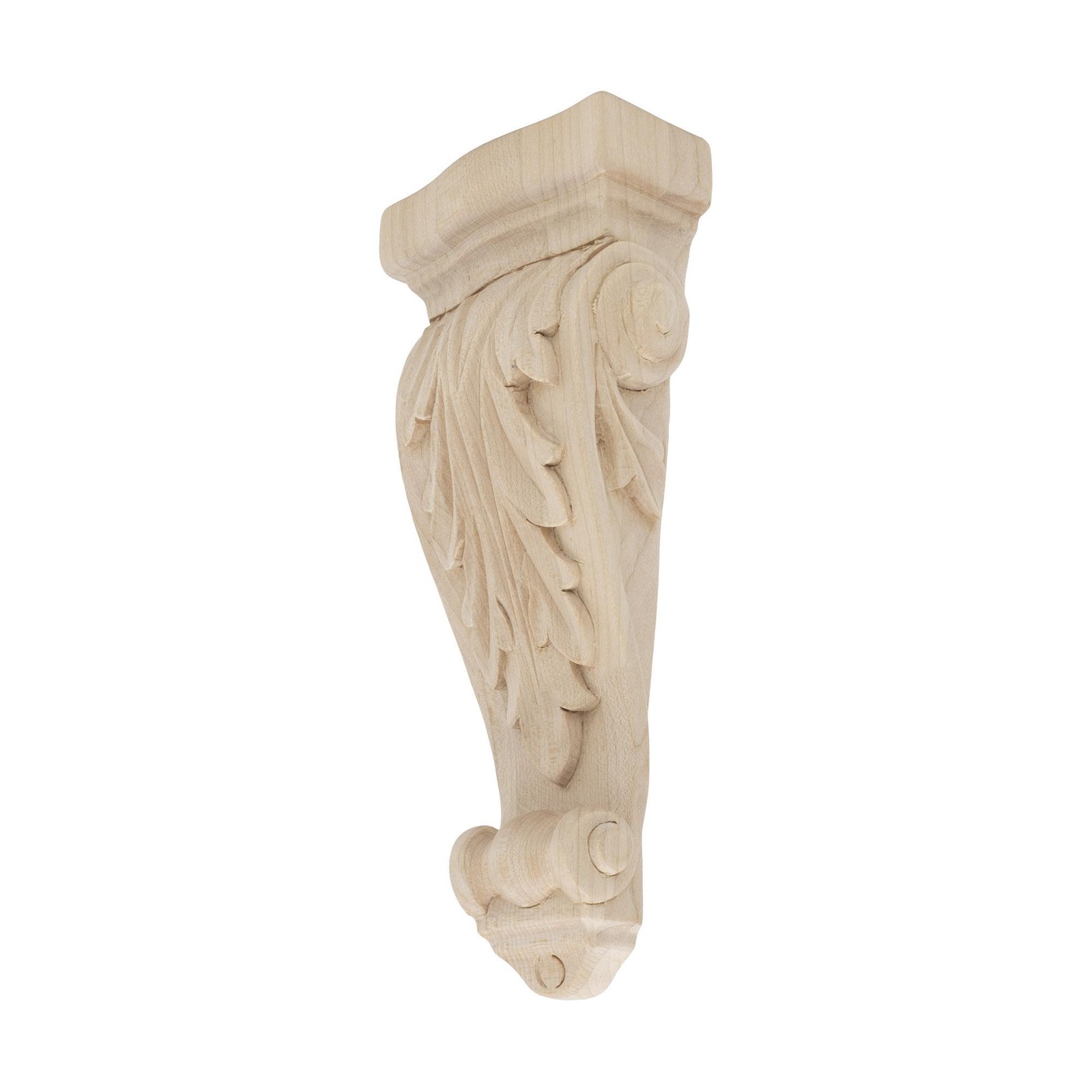 Outwater 7-1/8″ x 2-3/4″ x 1-3/8″ Unfinished Maple Acanthus Leaf Wood Corbel