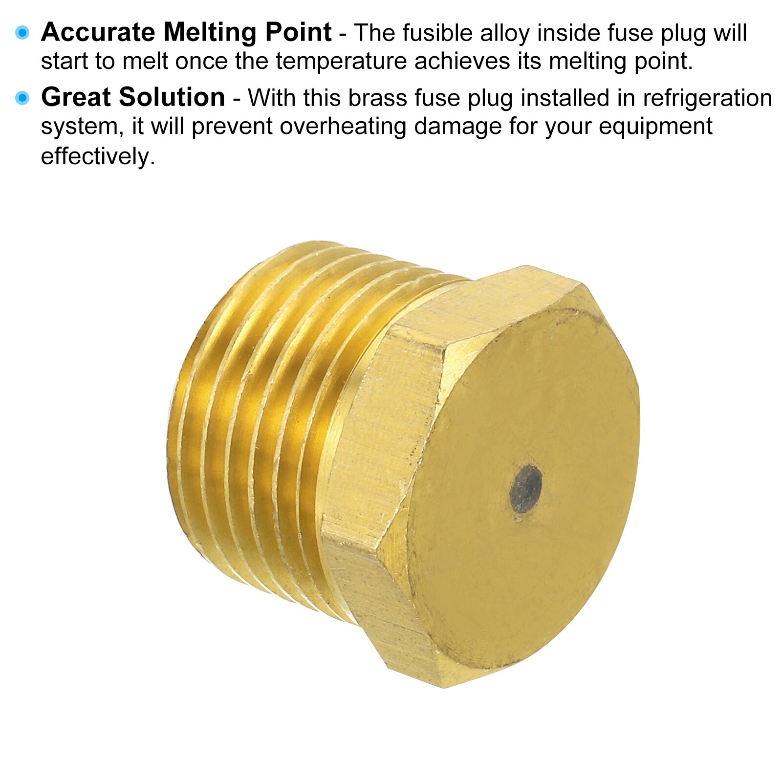 1/2″ BSPT Brass Fuse Plug, 2pcs Brass Fusible Melt Plug 265 Celsius Degree
