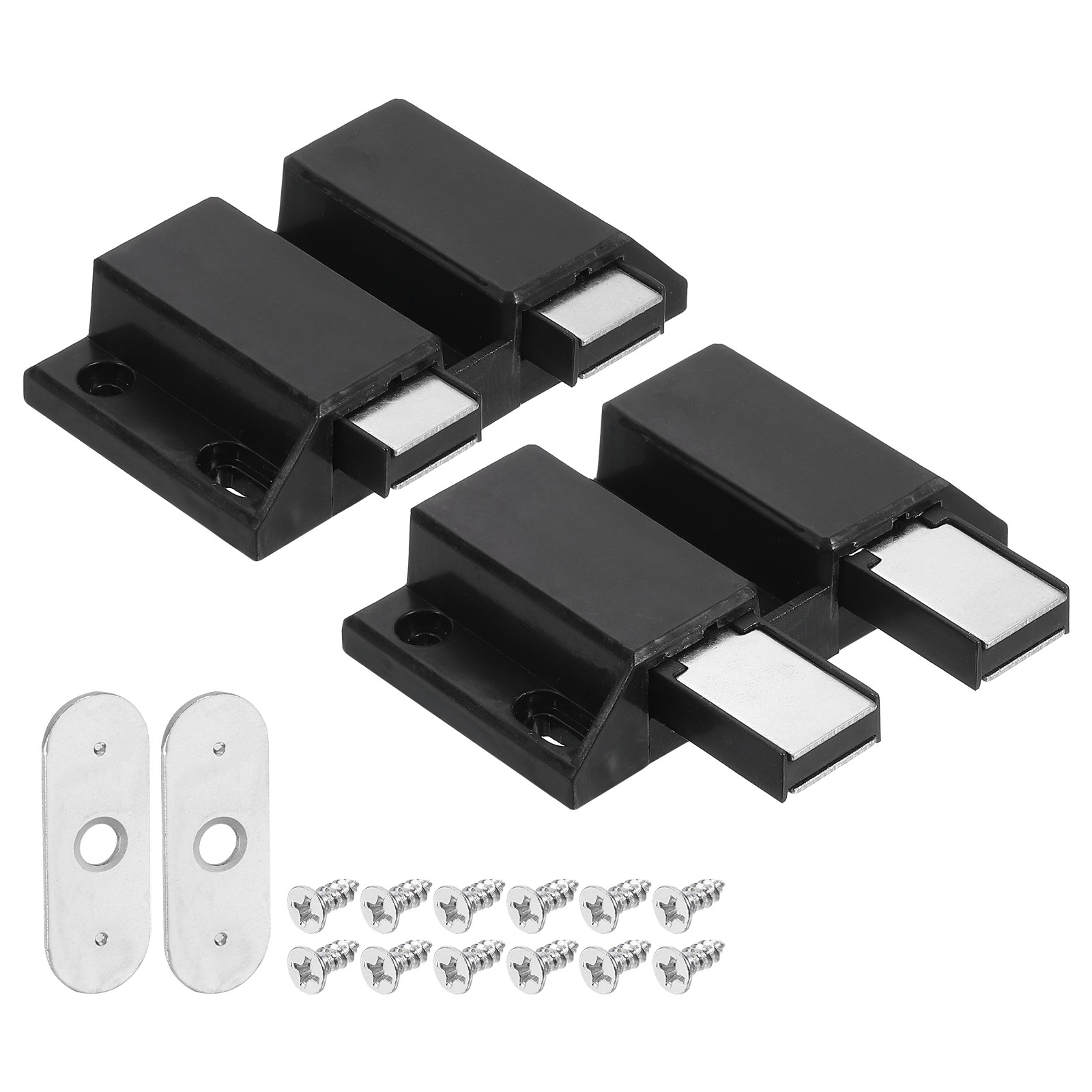 2 Pcs Magnetic Push Latches for Cabinet, 1.5×2.56 Inch Push to Open Latch Black
