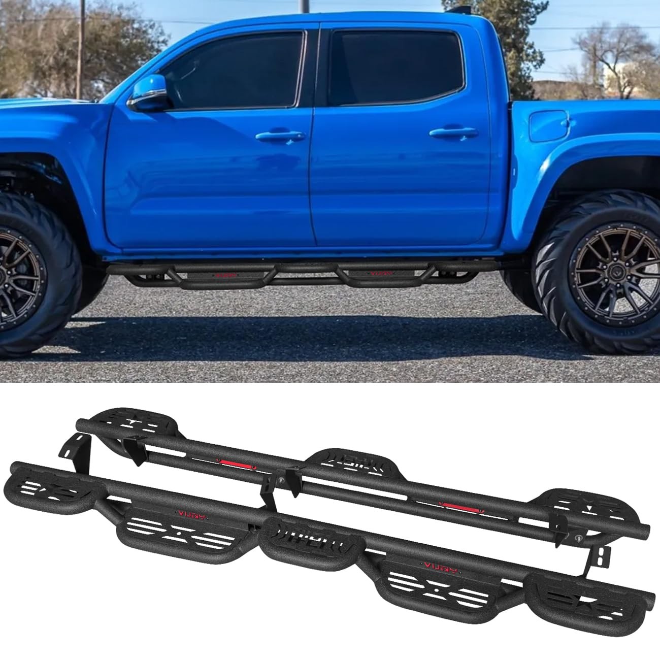Fits 2005-2023 Tacoma Double Cab Side Step Bars Running Boards (B)