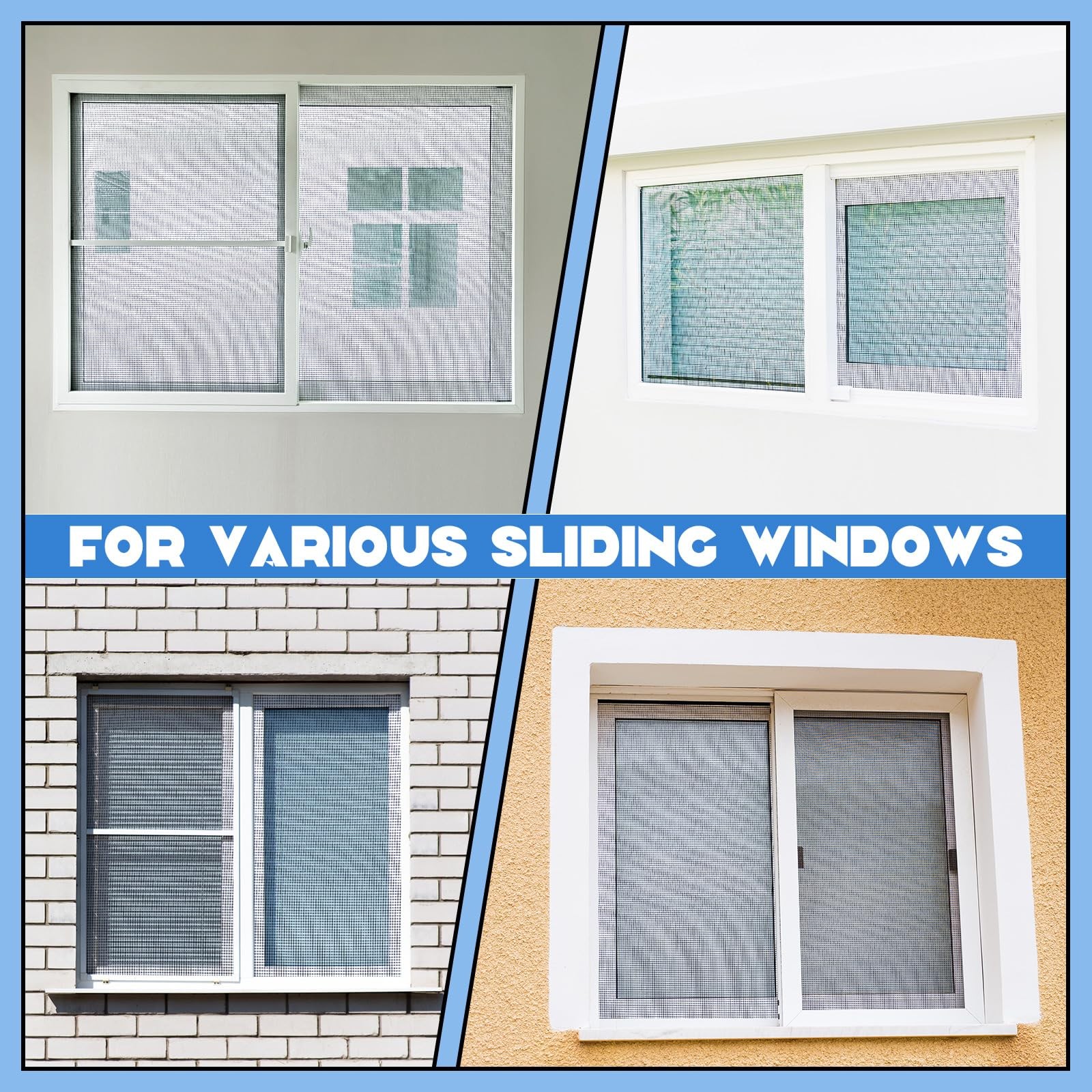 Yaocom 4 Pack Window Screen Kit 3/4 x 5/16 Inch Aluminum 32” x 32”, White