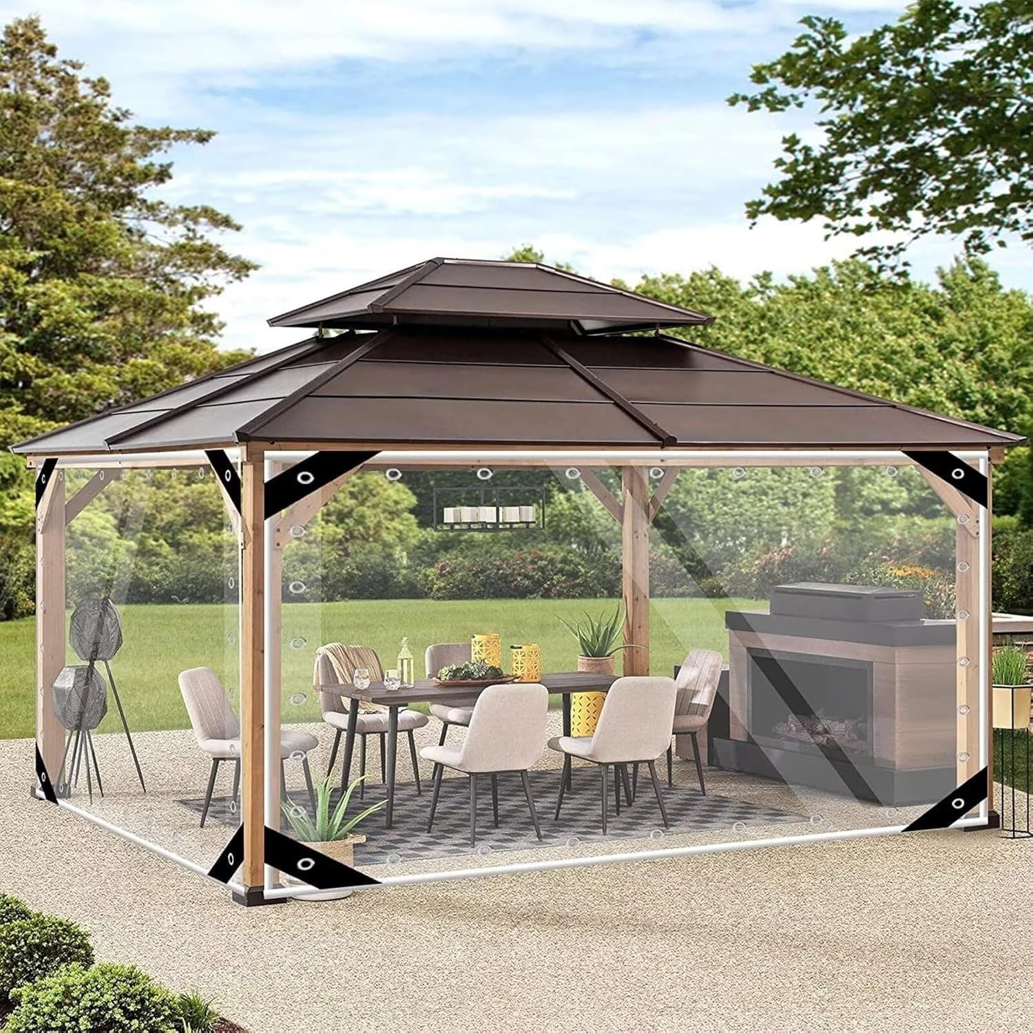 Clear Tarp 8x10ft, Clear Tarps with Grommets, 14 MiL Heavy Duty Waterproof wi…