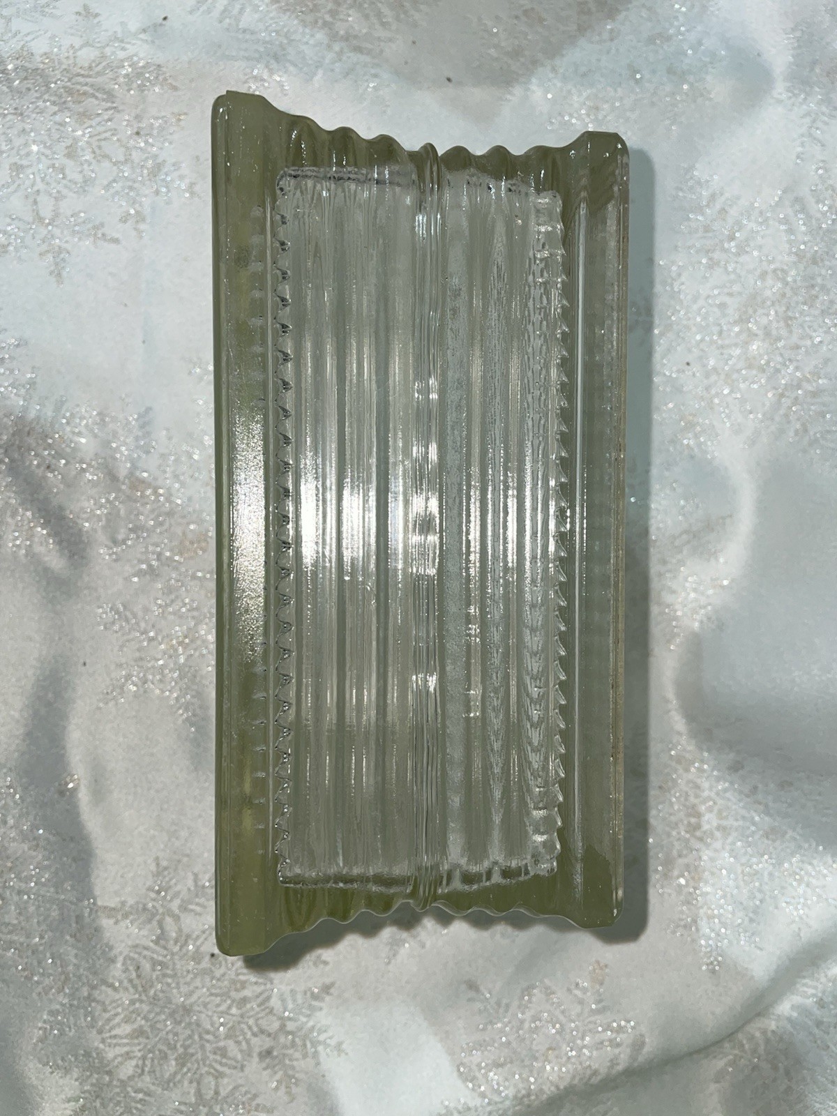 Vintage Architectural Glass Block Ribbed Reclaimed 7 3/4″ L X 7 3/4″ W 3 7/8″ T