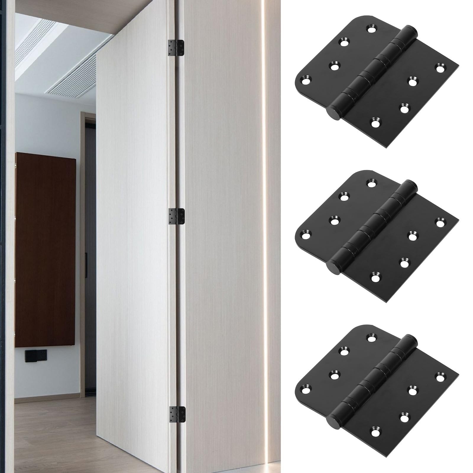 6 Pack Ball Bearing Door Hinges, 4 Inch x 4 Inch Heavy Duty Stainless Steel D…