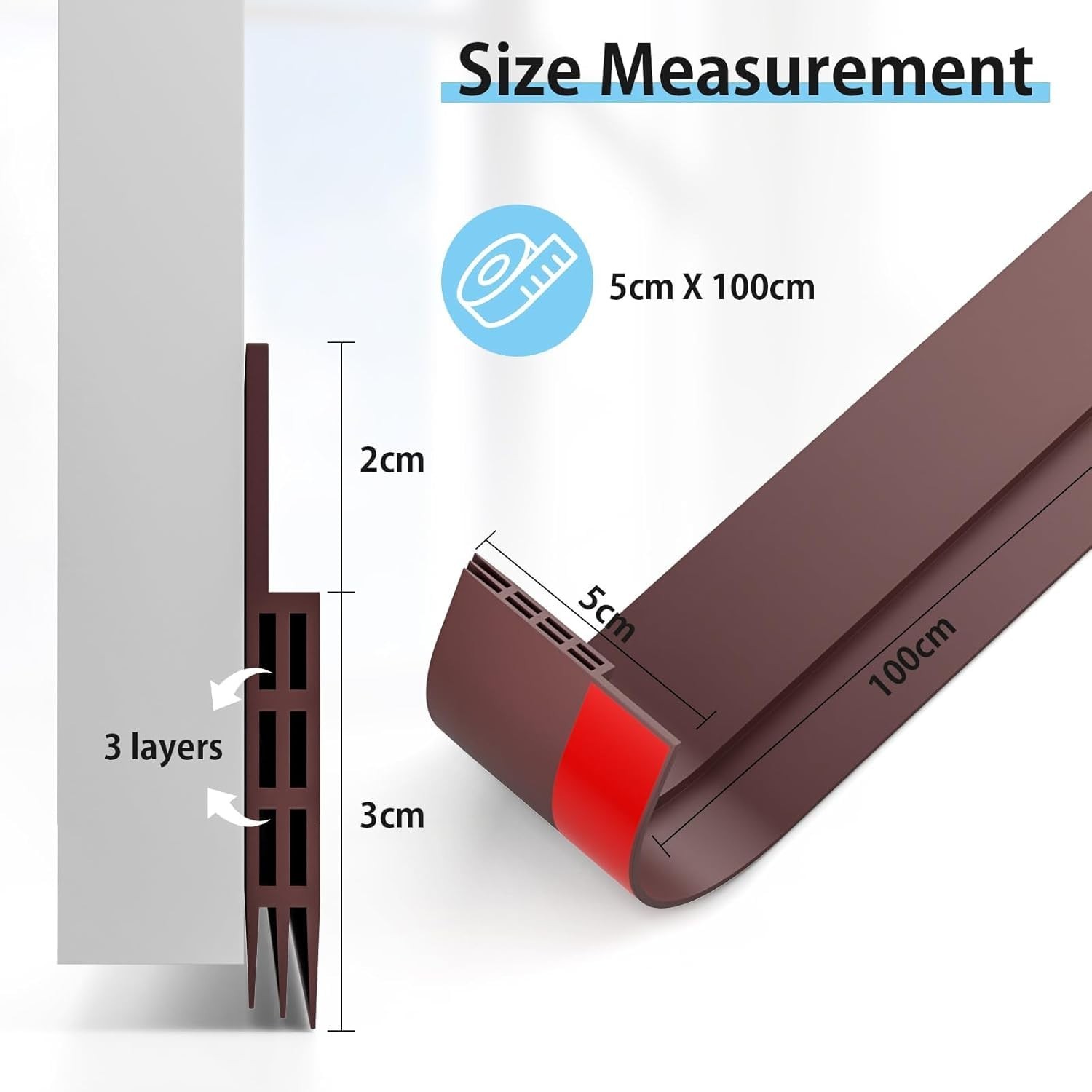 2 Pack Door Sweep, Door Draft Stopper, Self Adhesive Weather Stripping 2″ Wid…