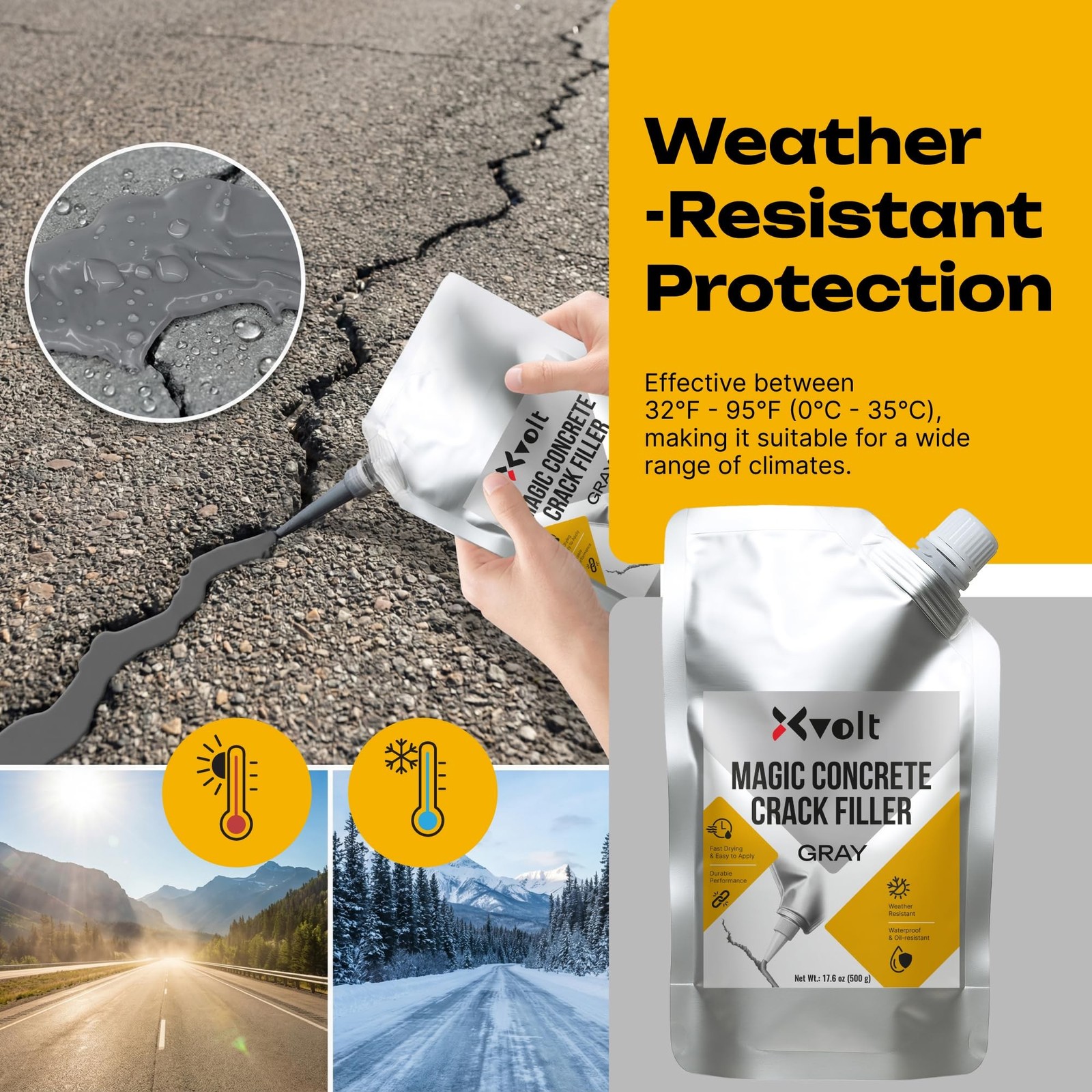 Concrete Crack Filler – Self-Leveling Sealant for Cement Concrete Hole Slab R…
