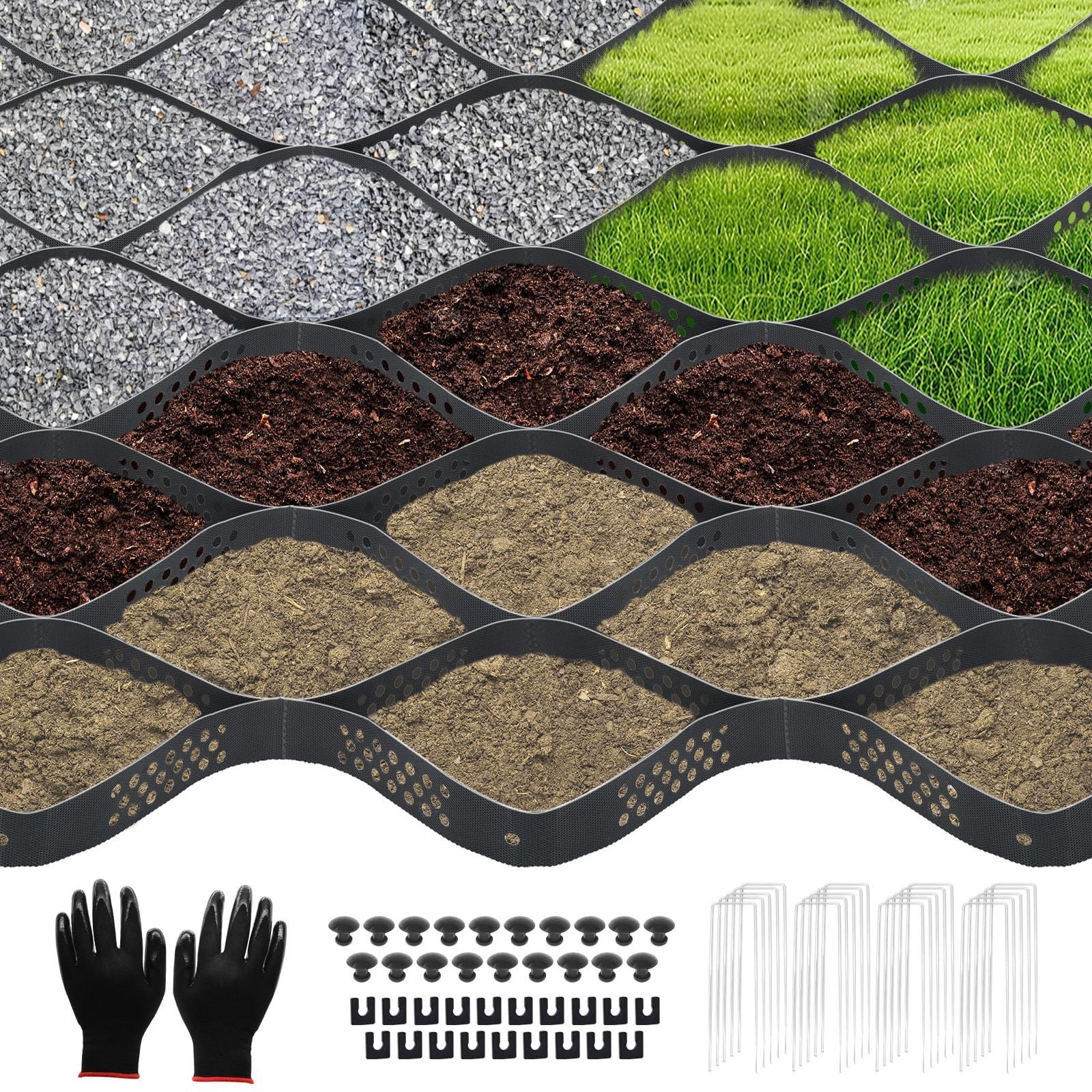 Gravel Grid 40ft X 4ft, 2″ Thick Gravel Stabilizer Grid for Pavers Base, Geog…