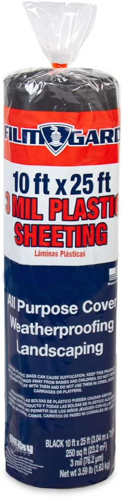 626132 Consumer Plastic Sheeting 10′ Width X 25′ Length X 3 Mil Thick, Black