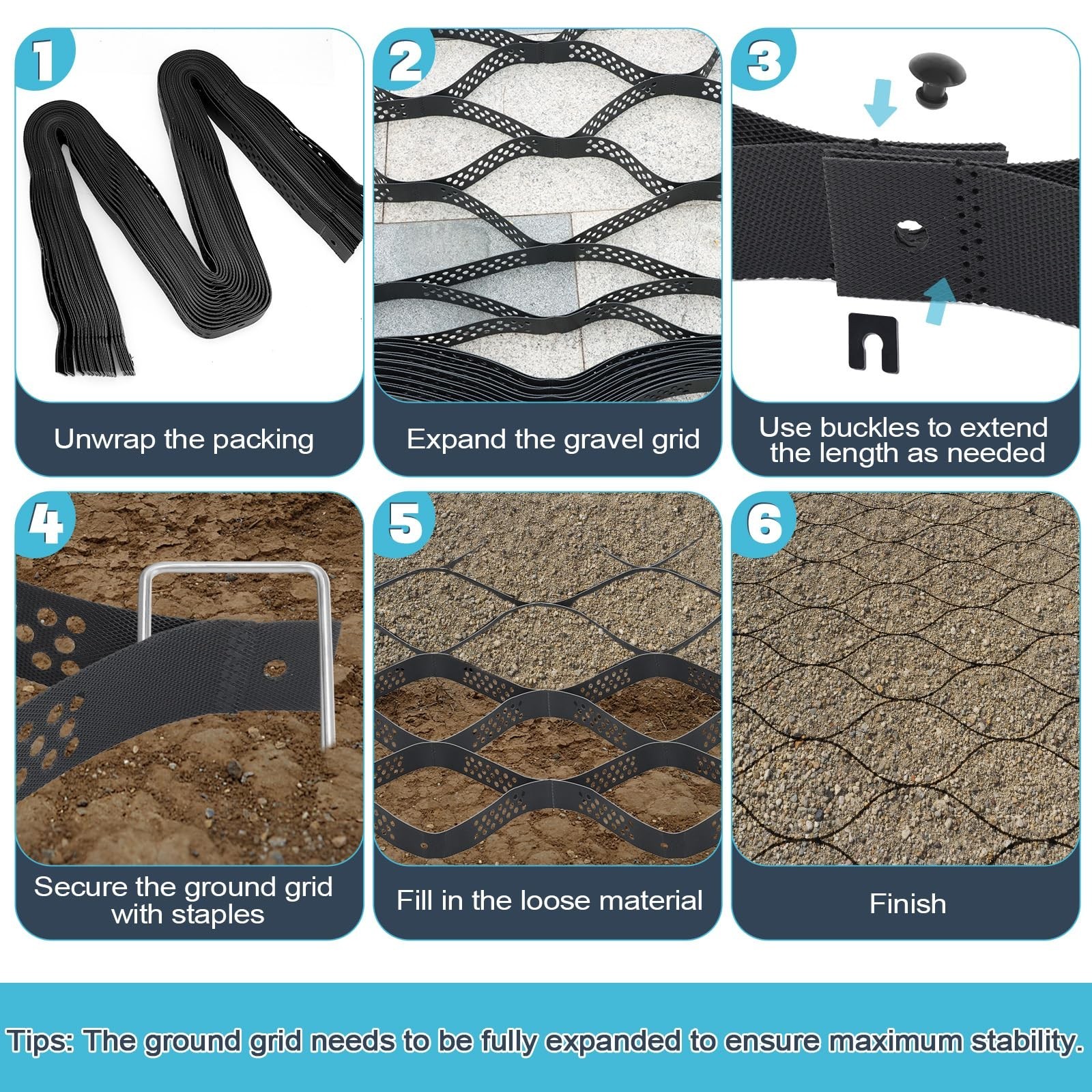 Gravel Grid 40ft X 4ft, 2″ Thick Gravel Stabilizer Grid for Pavers Base, Geog…