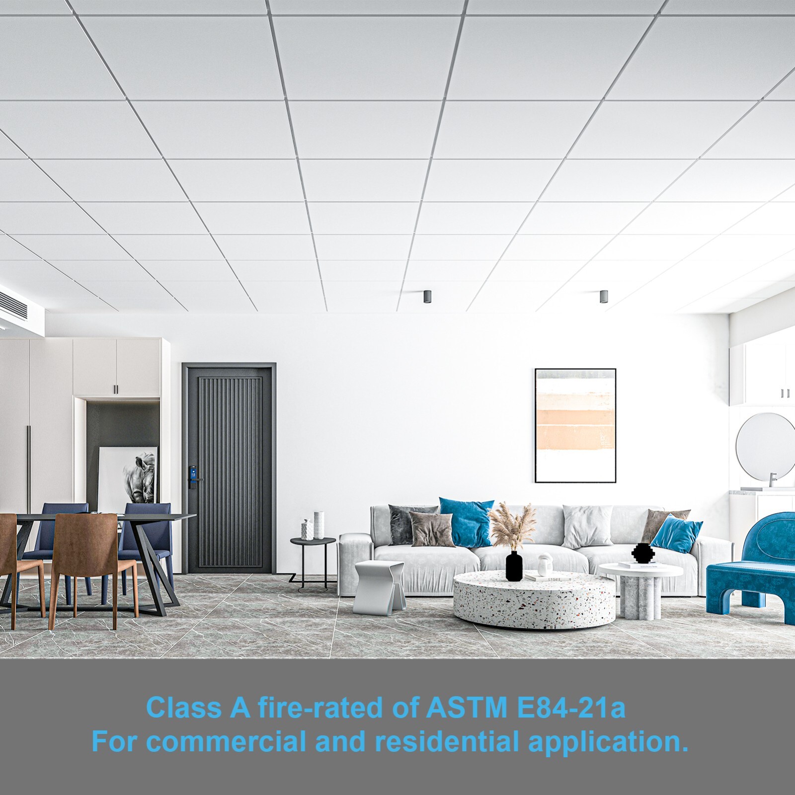 Art3d 12-Pack Smooth Drop Ceiling Tile 2ft x 2ft in Off White, PVC Ceiling Panel