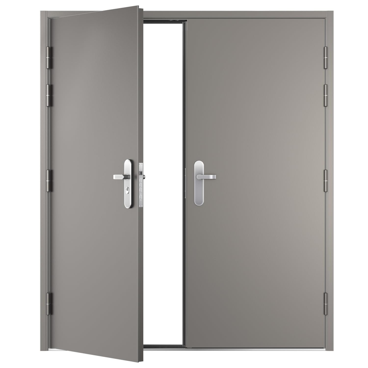 VIZ-PRO 32 1/4″ Steel Security Door with Frame and Hardware Double Door Slab