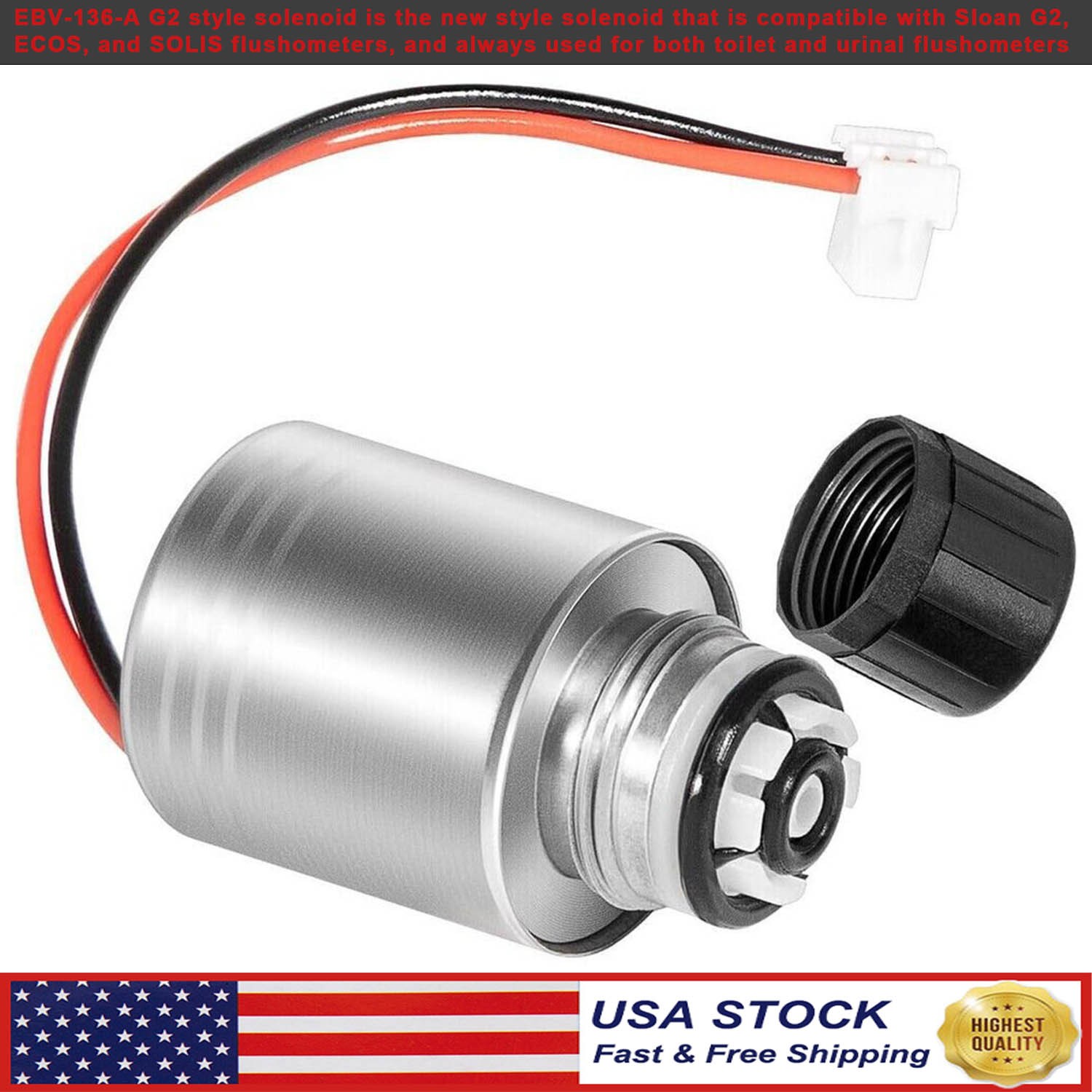 EBV-136-A G2 3325453 Flush Valve Solenoid for Sloan G2/ ECOS/SOLIS Flushometers