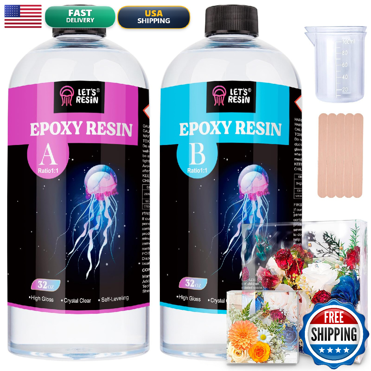 Let’S Resin Lets Resin 1/2 Gallon Casting Epoxy Resinbubble Crystal Clear Epoxy