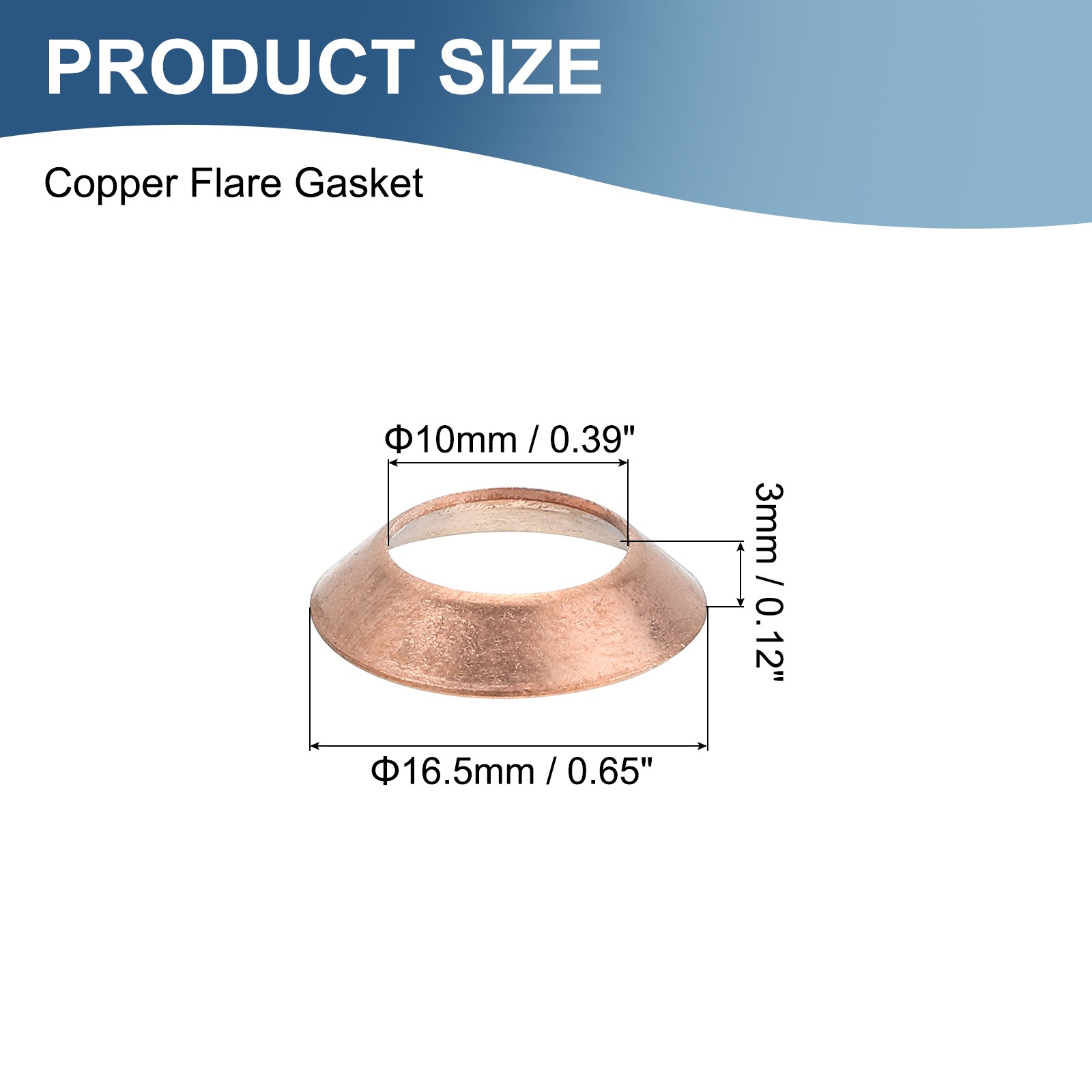 12PCS Copper Flare Gasket 1/2″ Tube Size Suitable for 12.7mm Copper Pipe