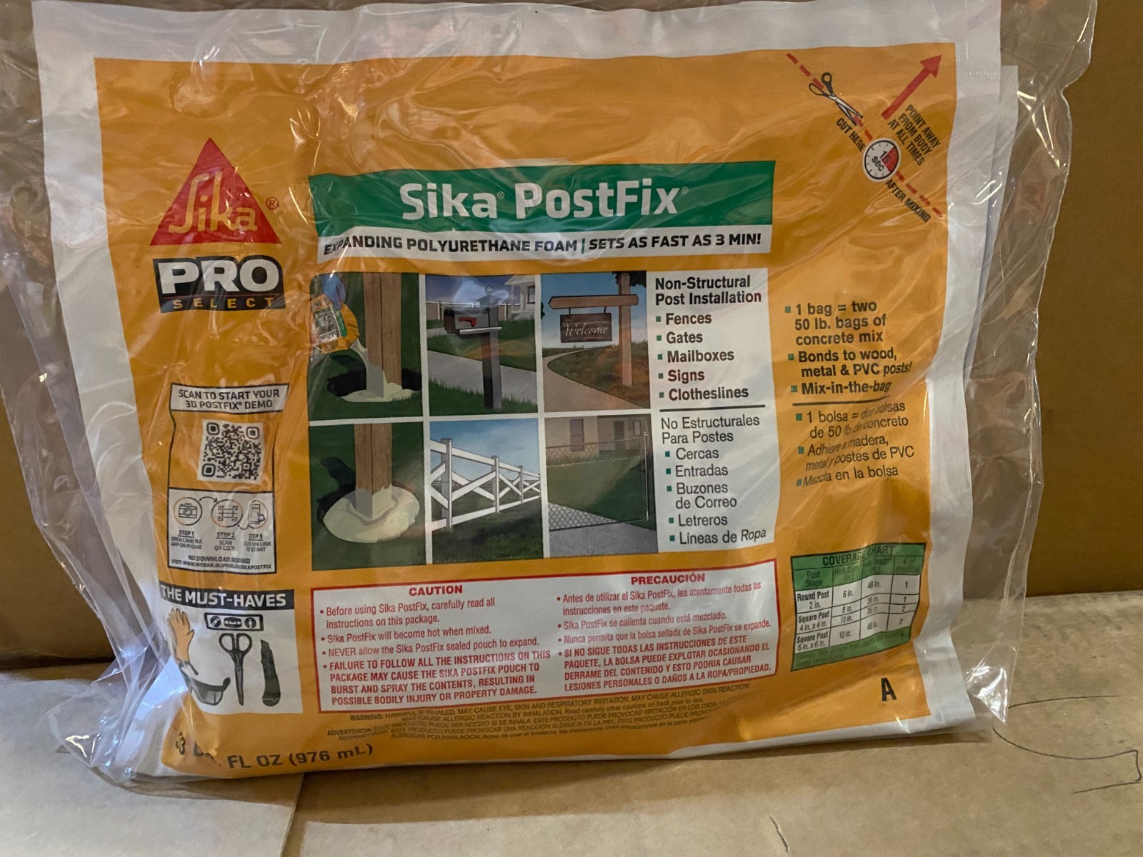 2 Lb. Postfix Fence Post Mix, Mix-in-the-bag Expanding Foam