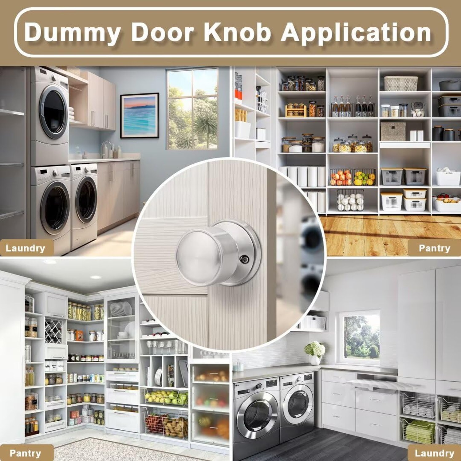 One Sided Dummy Door Knobs Interior for Bifold Doors 2 Pack, Modern Dummy Doo…