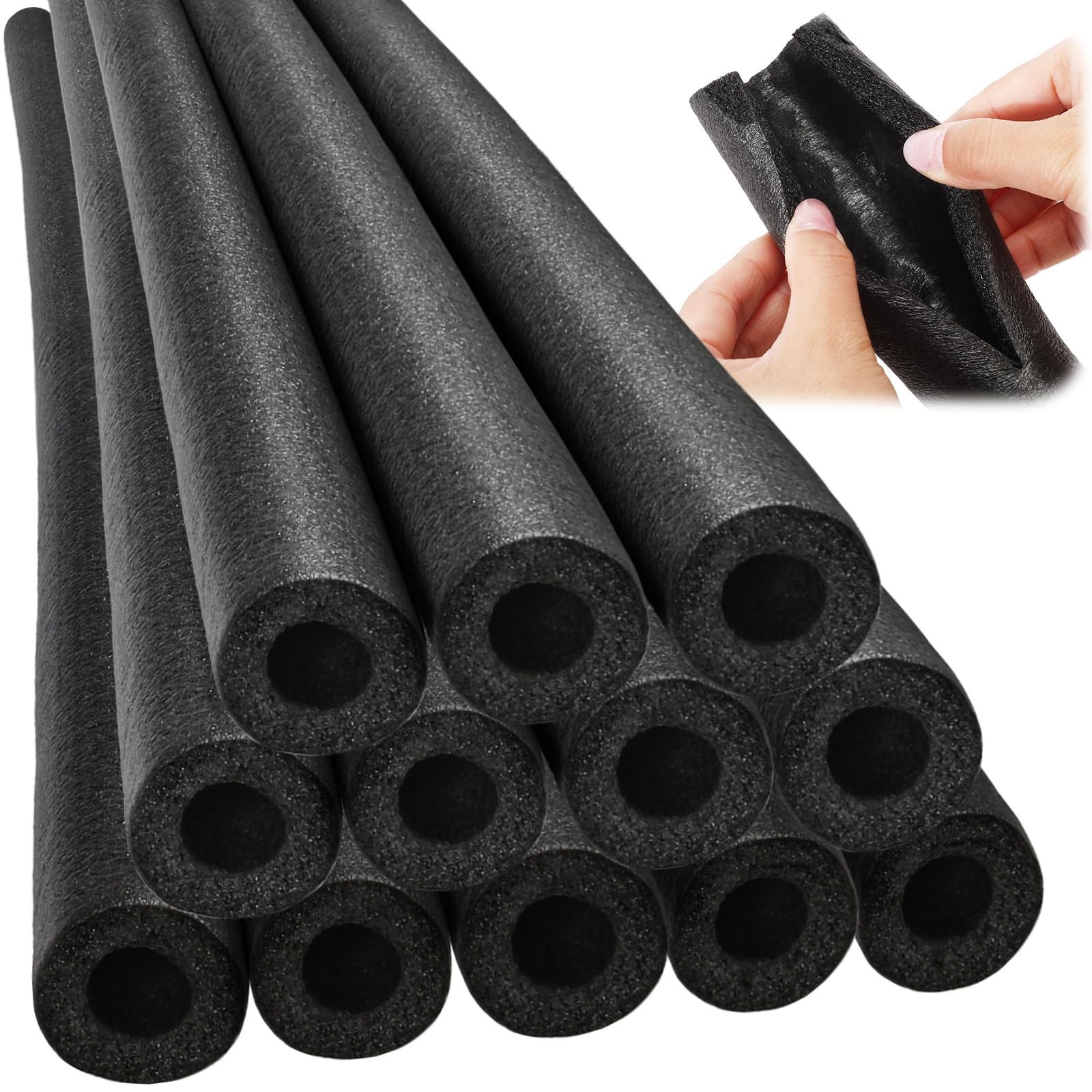 12 Pcs Foam Pipe Insulation Tubing – 3.3ft Pre-Slit Heat Preservation Covers for