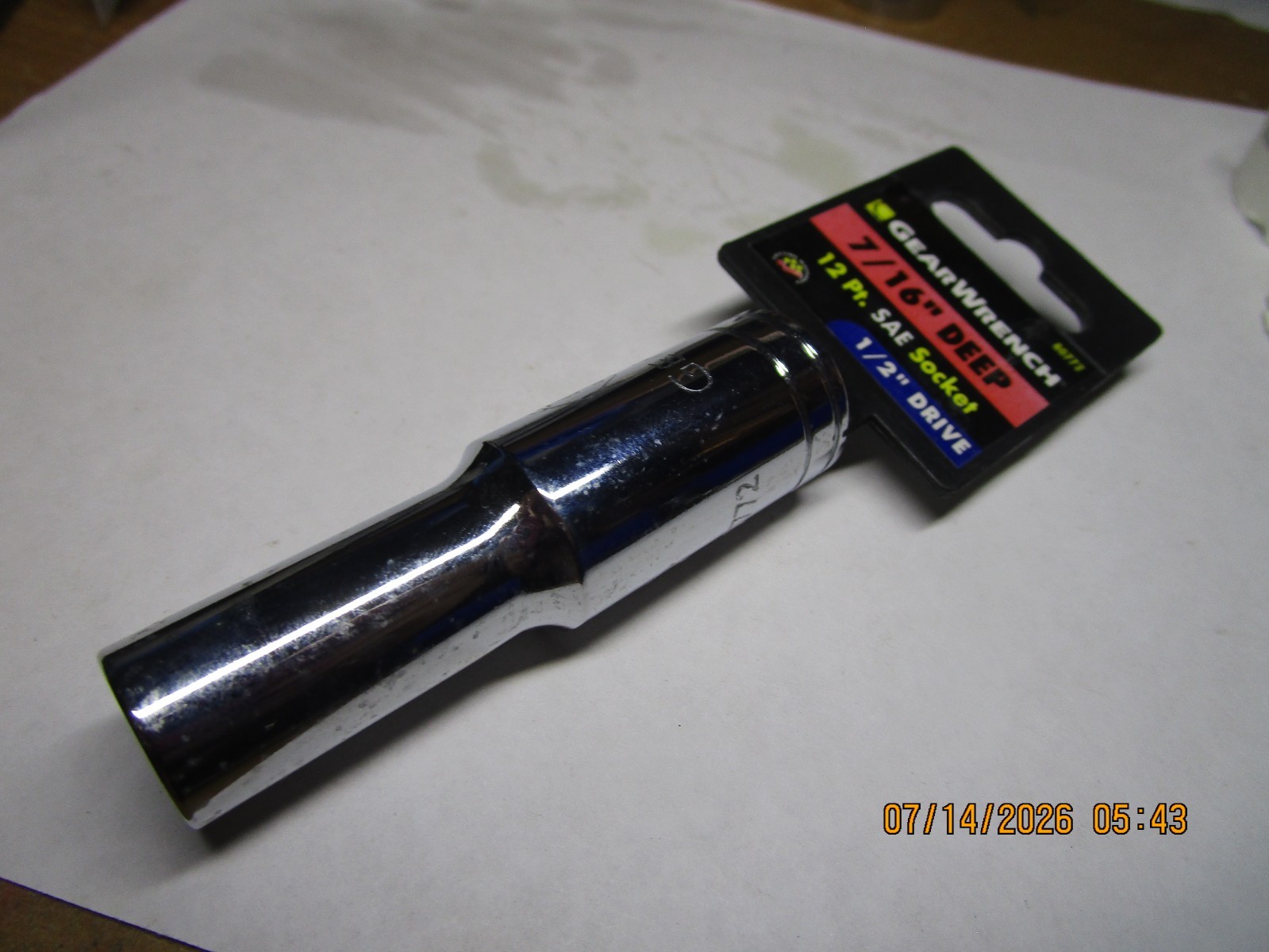 GEARWRENCH 80772 1/2″ Drive 12 Point Deep SAE Socket 7/16″
