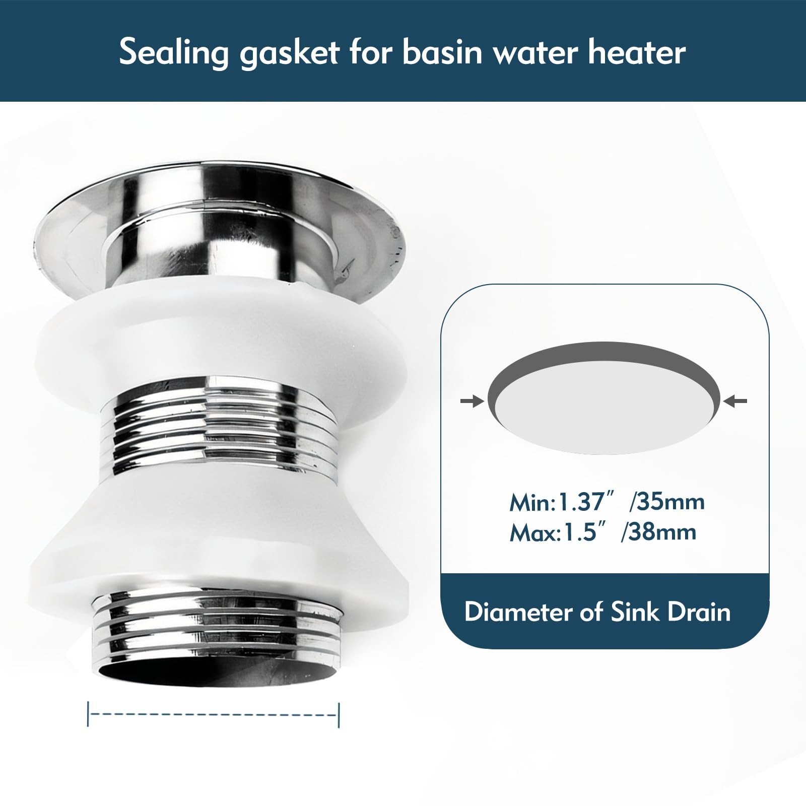 Tzwhwcx Drainage Seal, 2 Sets Universal Basin Drain 2.24 inches, White-2