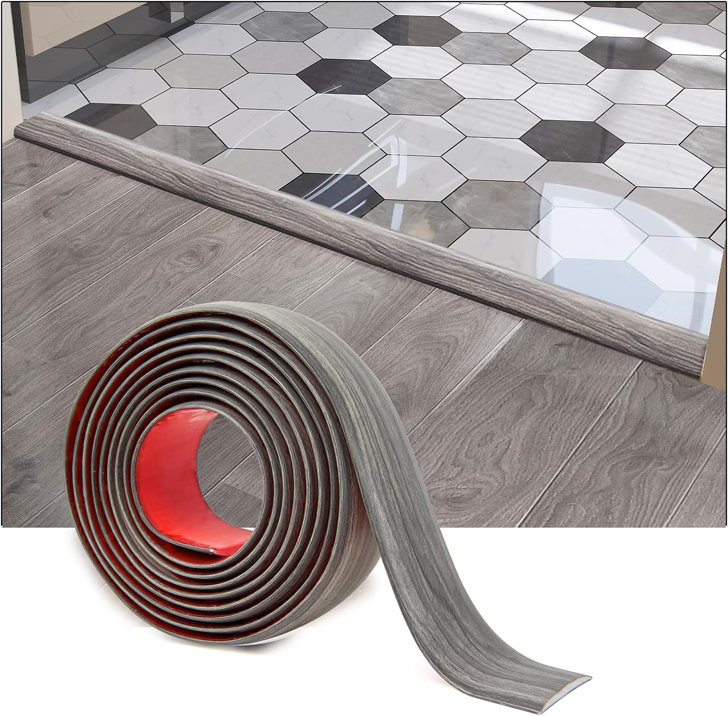 Art3d Self Adhesive Vinyl Floor Transition Strip, Laminate Floor Strip Floor Fla