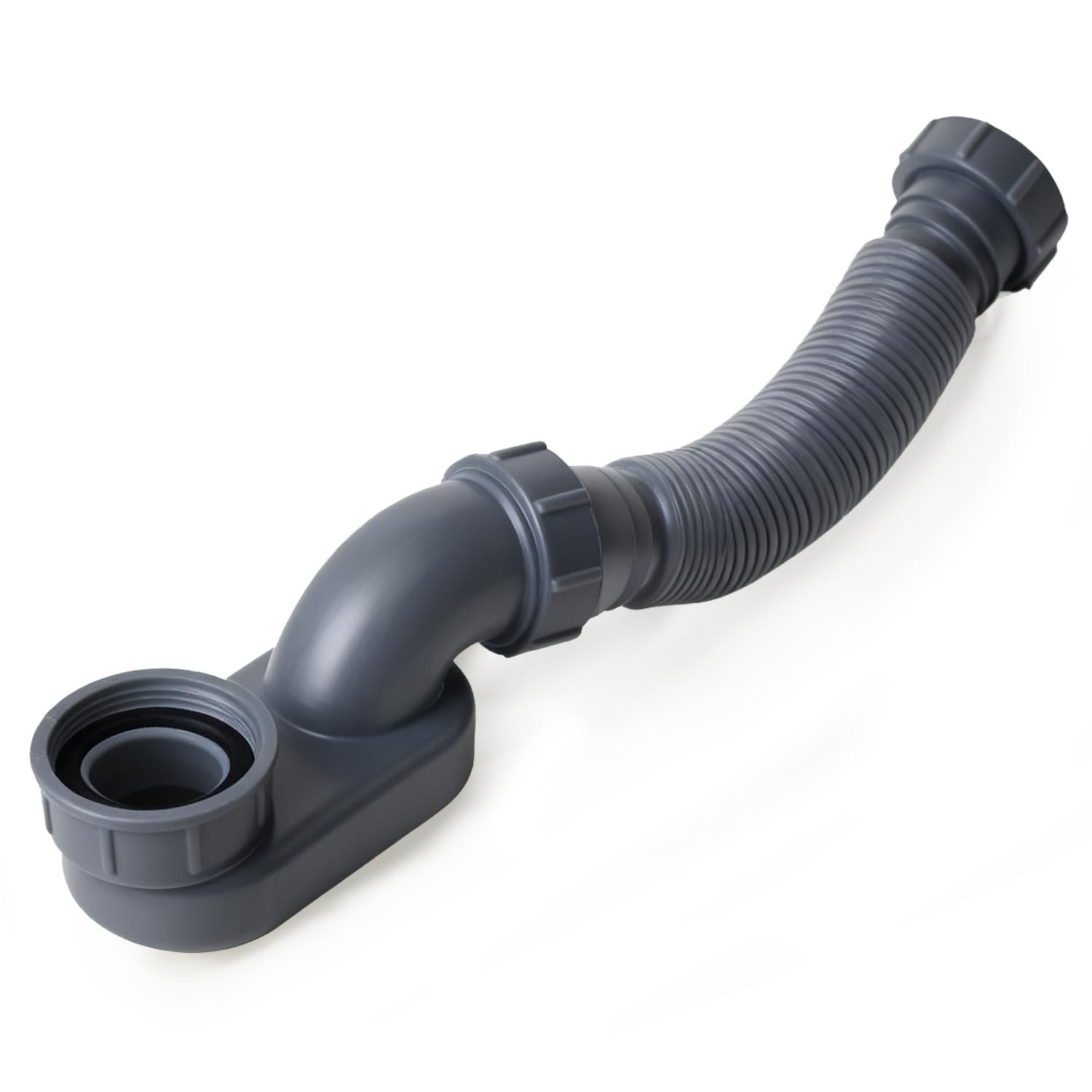 Low Profile 1 1/2″ P Trap Flexible Bathtub & Shower Drain 29 inches, Gray