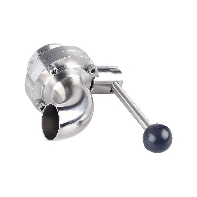 304 Sanitary Butterfly Valve Tri-Clamp OD 50.5mm 64mm 77.5mm single bend