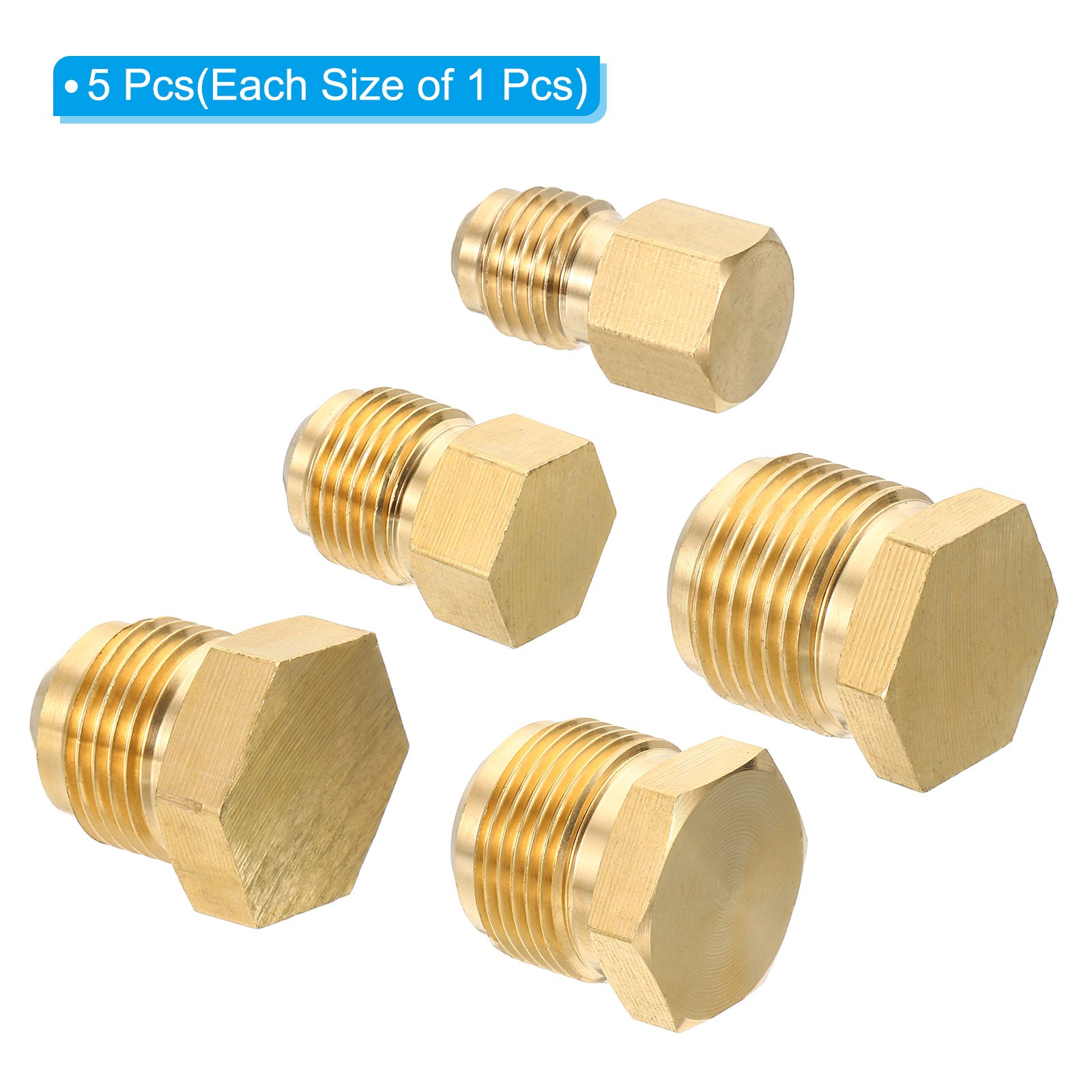 5PCS Male 1/4″ 3/8″ 1/2″ 5/8″ 3/4″ Brass Seal Plug SAE Flare Fitting 45 Degree