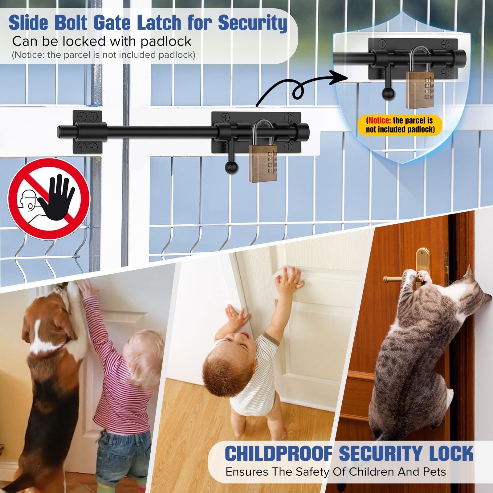 Barrel Bolt Latch, Sliding Bolt Gate Lock Door Latches Hardware, 12 Inch Heav…