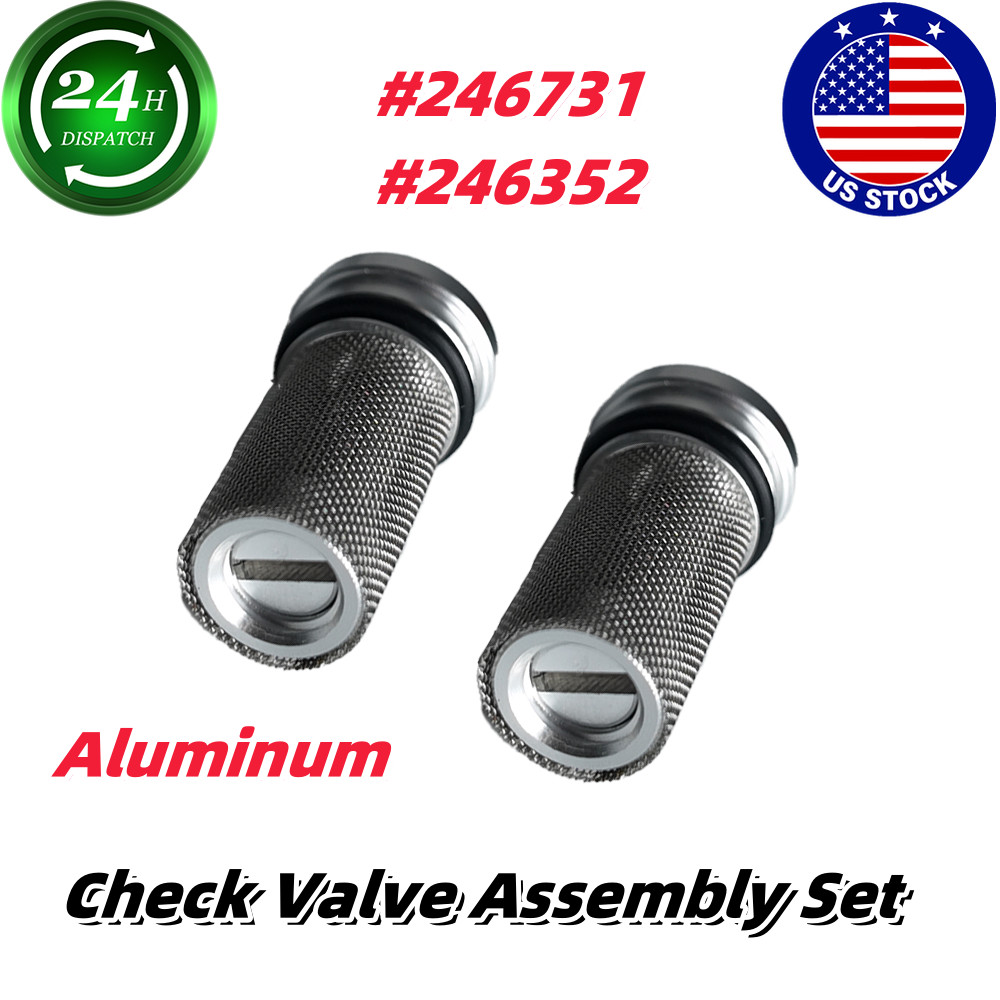 Check Valve Assembly For Fusion Air Purge Spray Gun 246731 246352 Aluminum 2Set