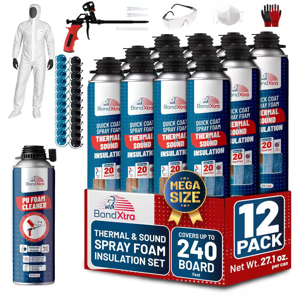 BX930S 12-Pack Insulation Spray Foam Sealant (32.8 Oz.Each),Self-Expanding,Heat