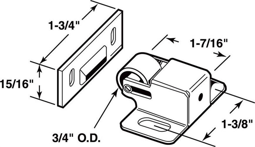Prime-Line 241938 Brass Plated Steel Roller Catch 1 H x 1.4 W in. (Pack of 6)