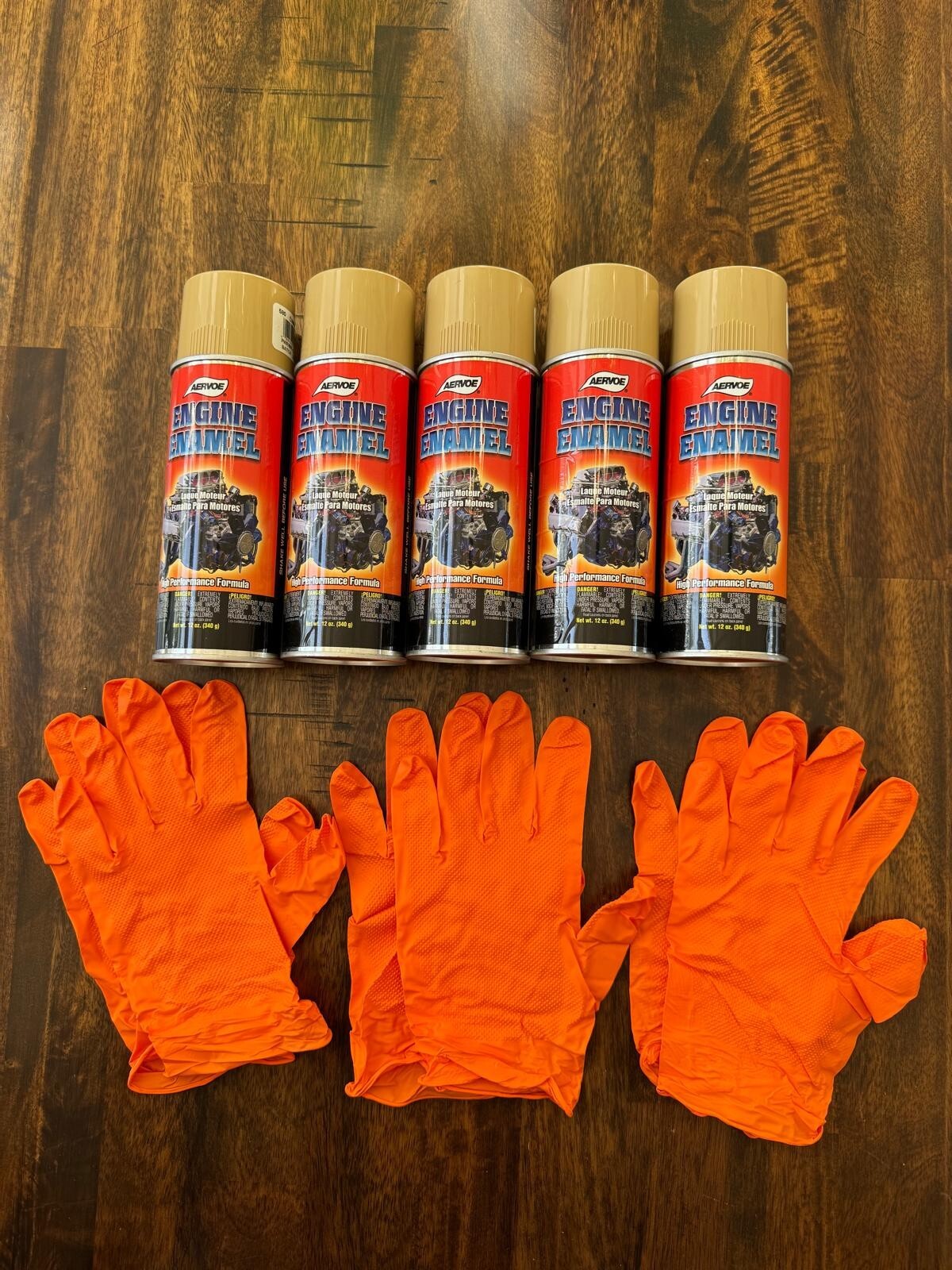 Aervoe 580 Engine Enamel Paint Beige Cummins 12 Oz 5-Pack Includes 3 Gloves