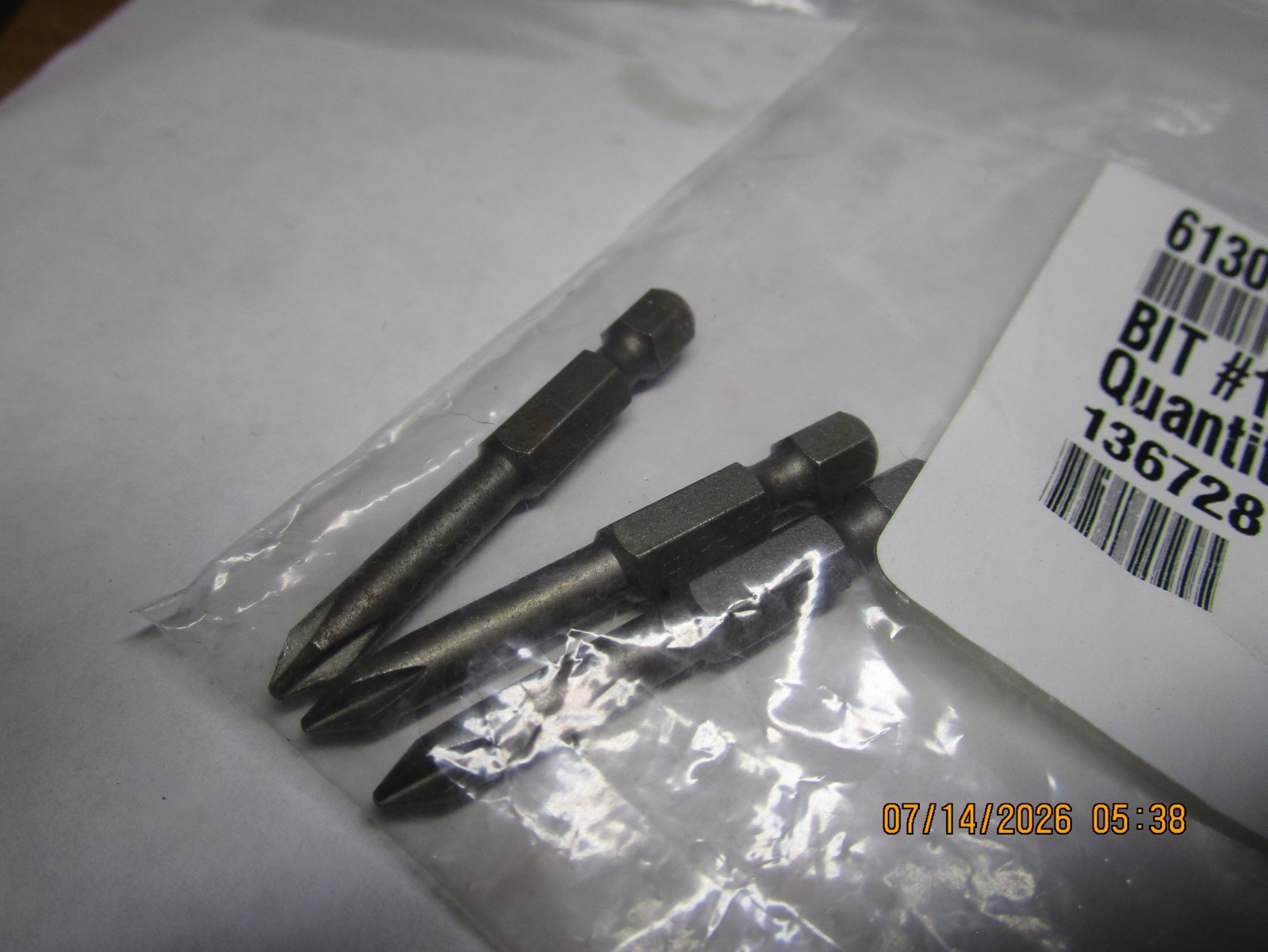 #1Phillips 1/4″Hex 1-5/16″OAL Extra Hard Power Bit QTY 3