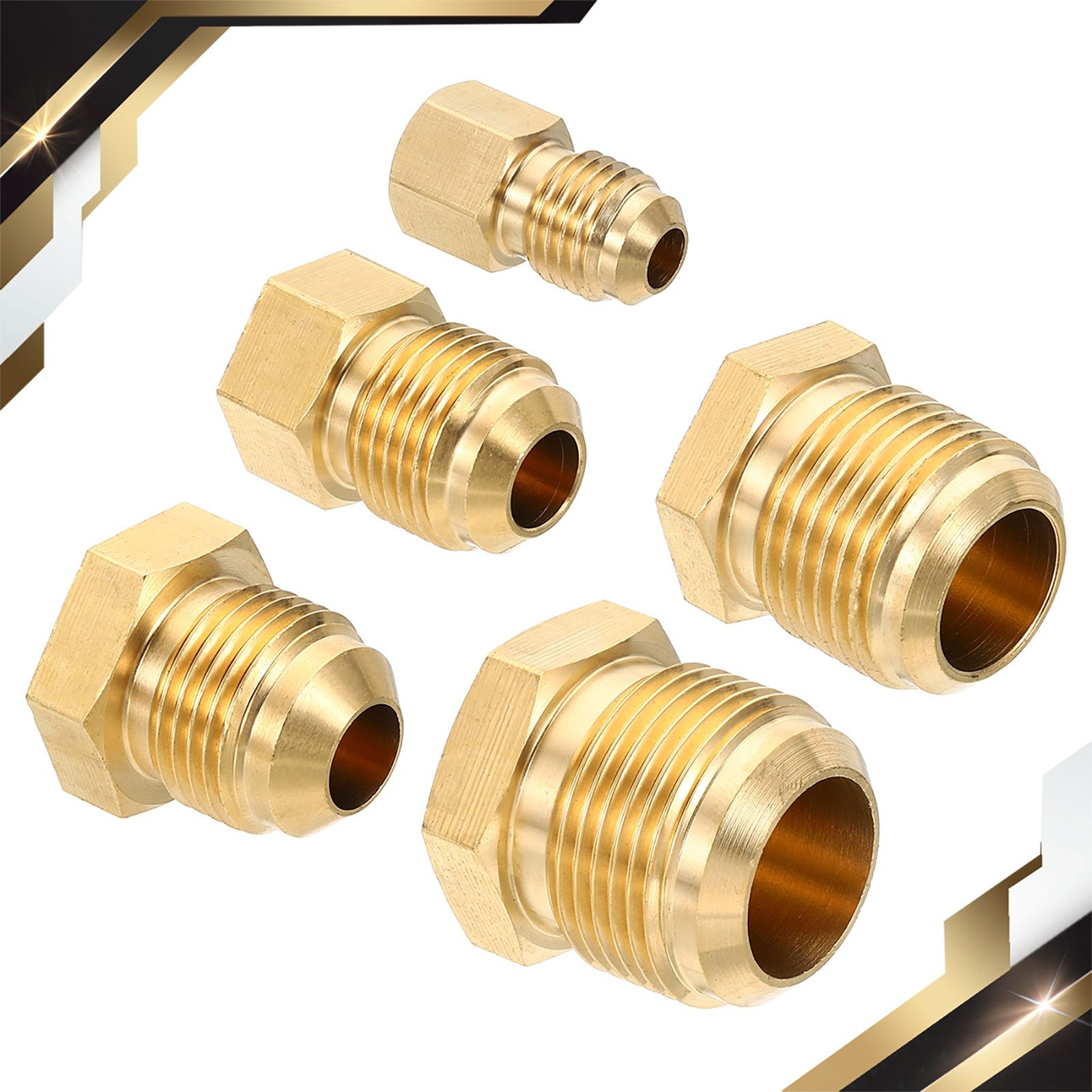 5PCS Male 1/4″ 3/8″ 1/2″ 5/8″ 3/4″ Brass Seal SAE Flare Tube Fitting 45 Degree