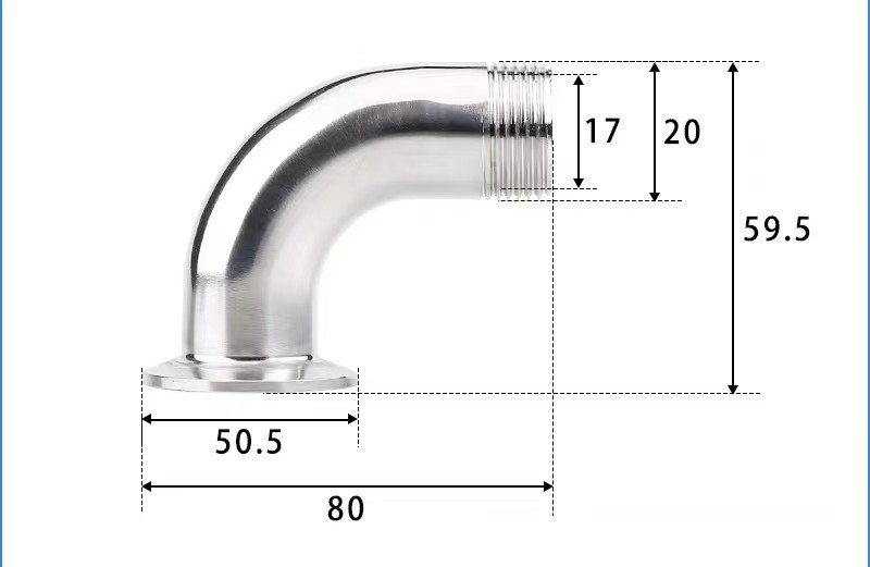 90° elbow, 304 stainless steel sanitary fittings, 1/2-3 inch BSPT external threa