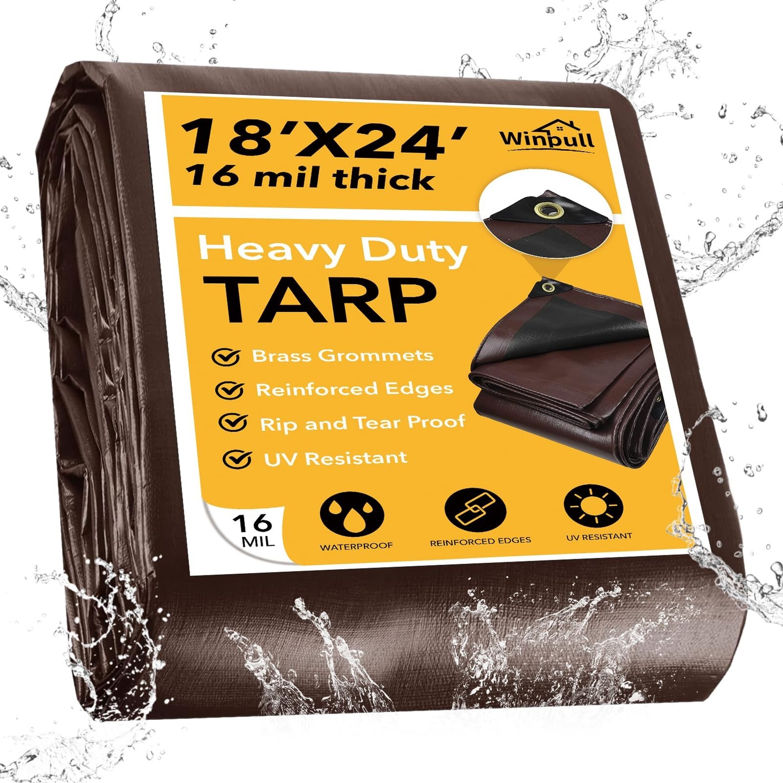 Tarp 18x24FT, 16 Mil Heavy Duty Waterproof Tarp, Large Multipurpose Cover wit…