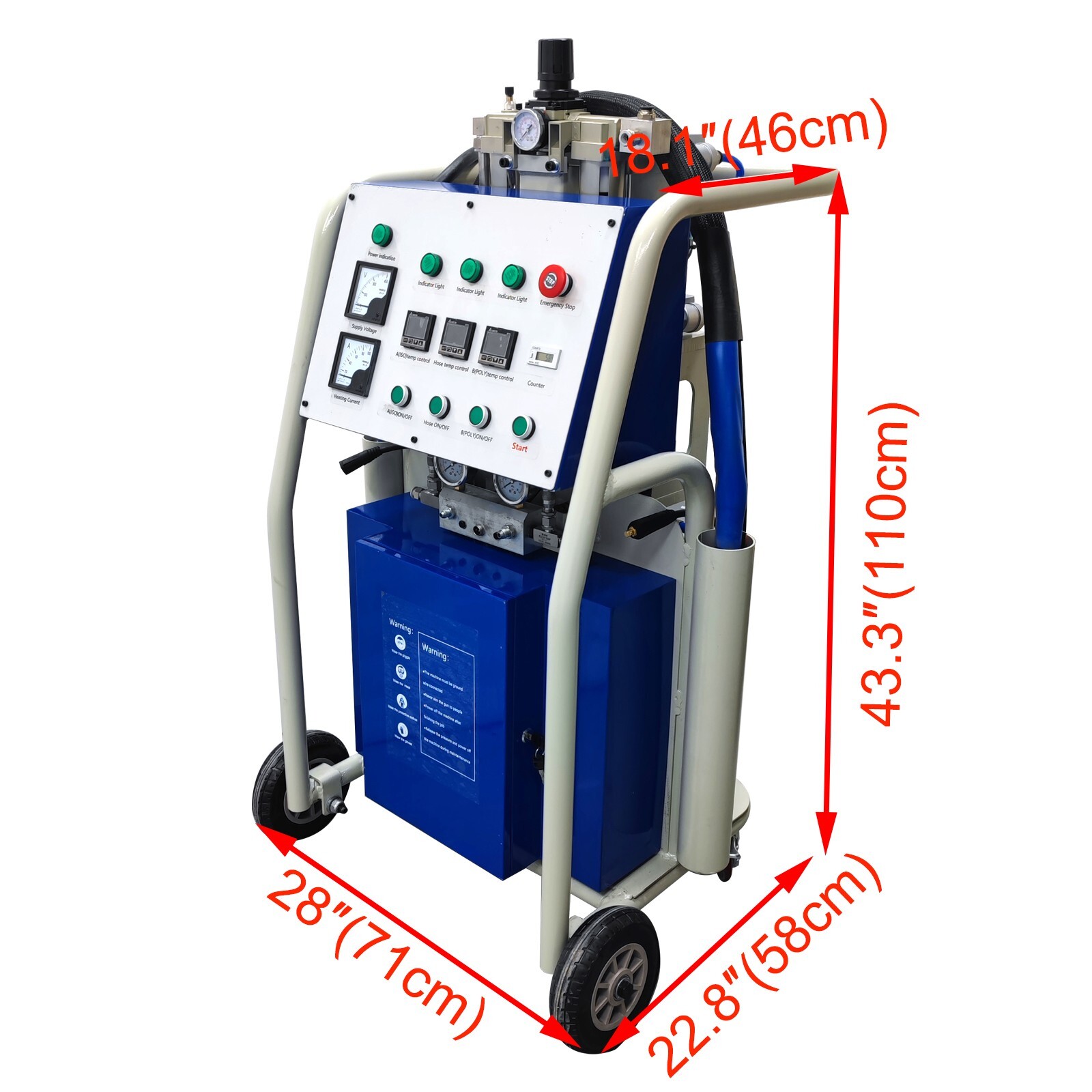 110V A25 1:1 Polyurea Polyurethane Foam Spray Insulation Machine 2~12kg/min 13KW