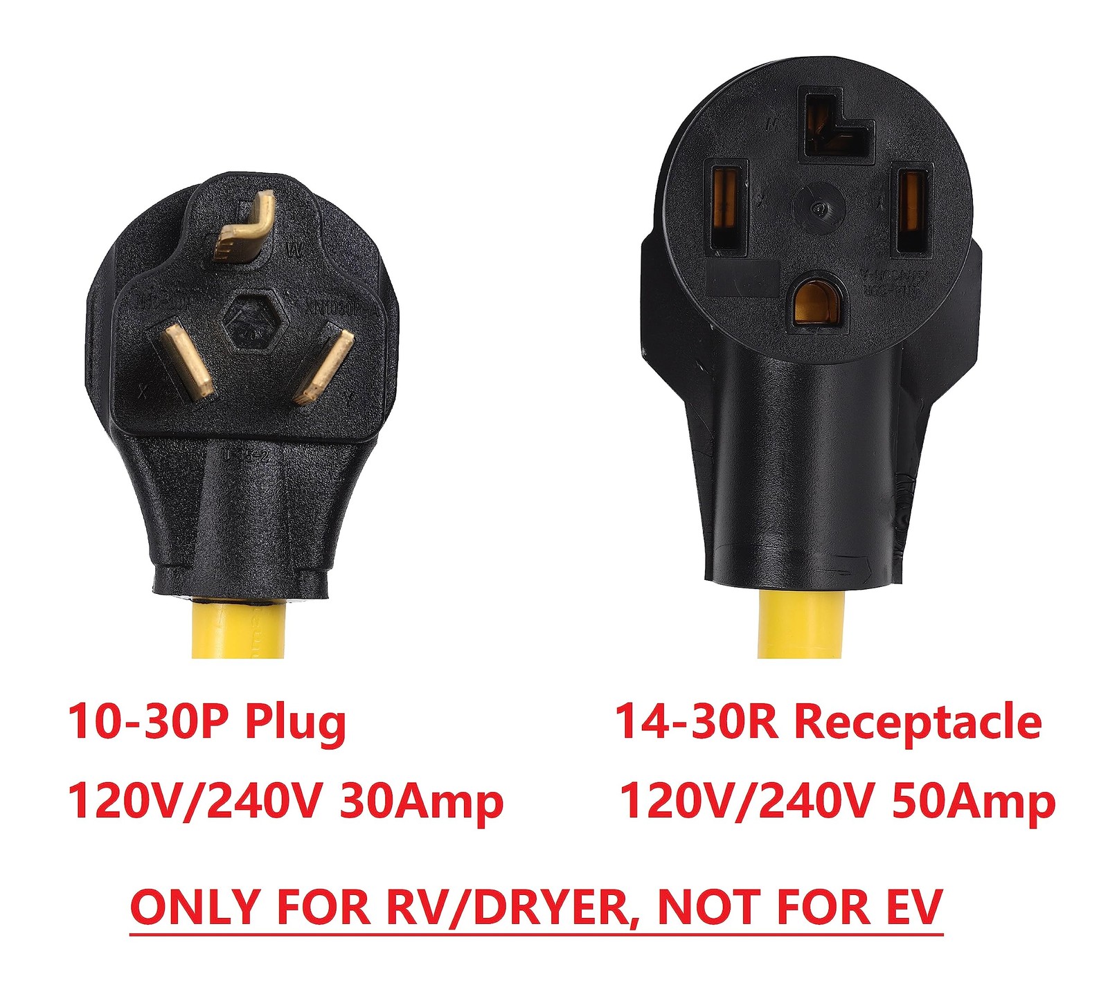 ONETAK NEMA 10-30P to 14-30R 120V/240V 30 Amp 3 Prong Male Plug 4 10+