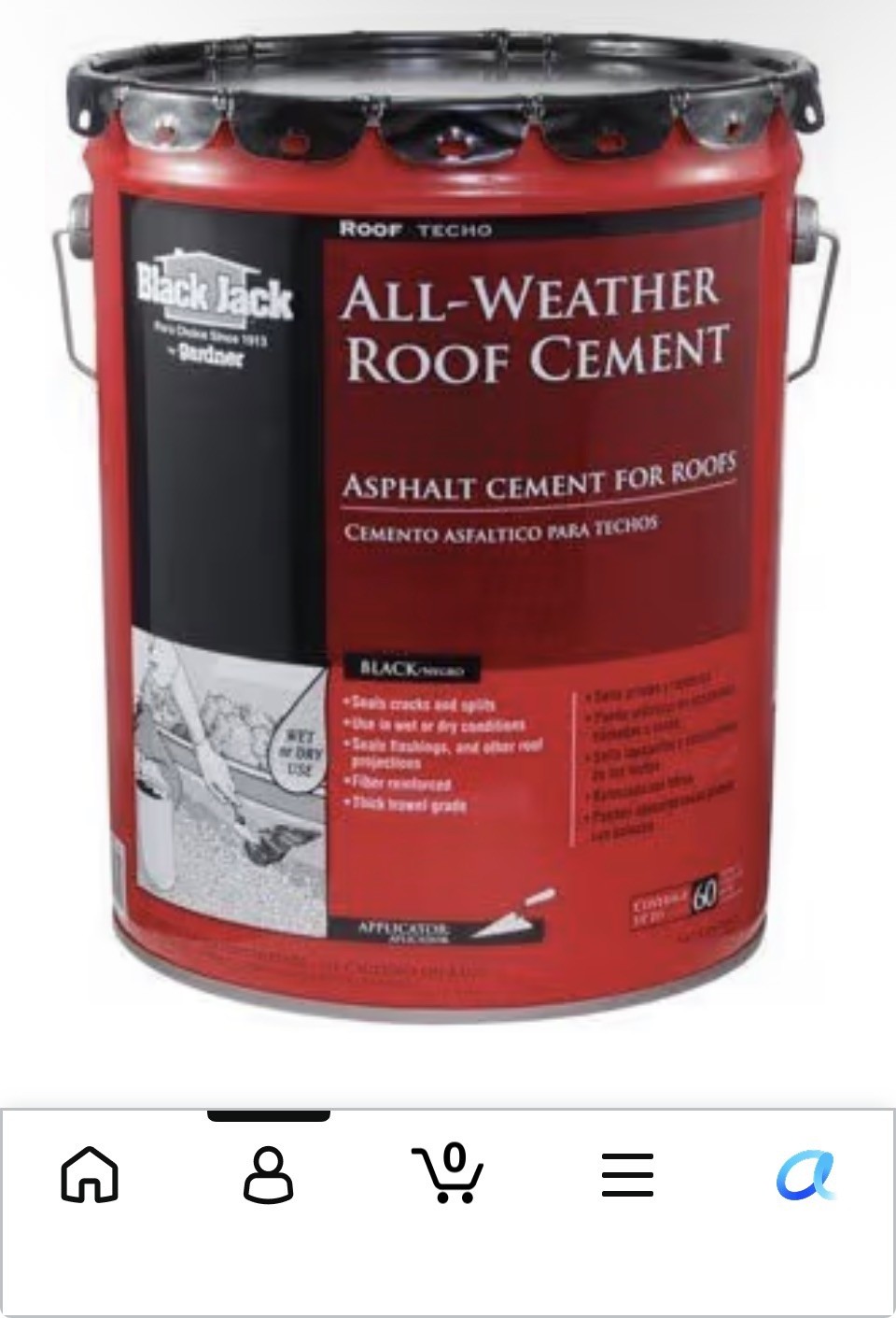 Gardner-Gibson Black Jack All-Weather Roof Cement 4.75G