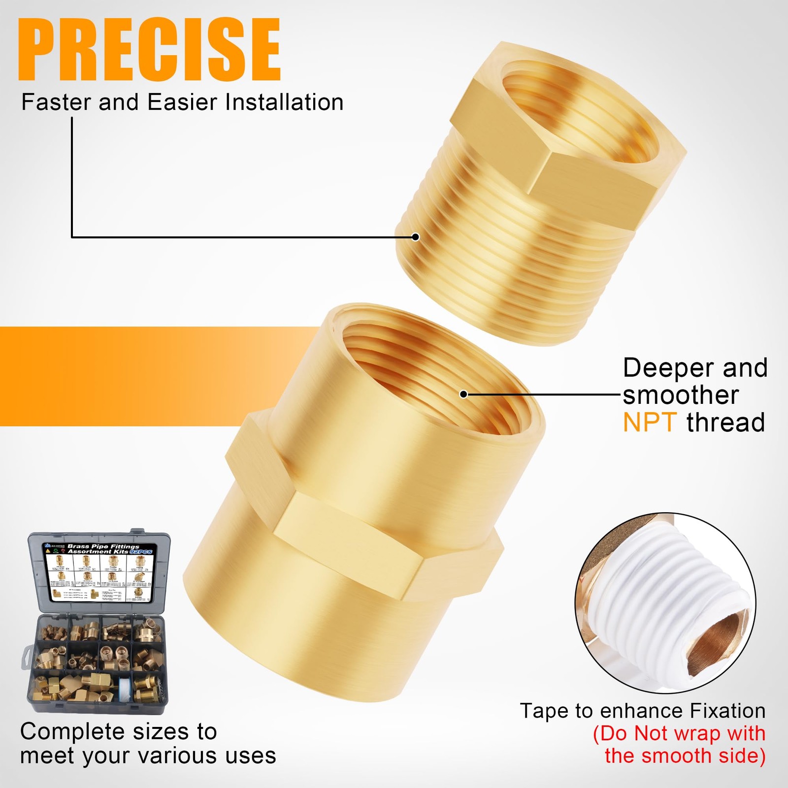 Ailbiuko 92PCS Brass Pipe Fittings Assortment 92Pcs Kit