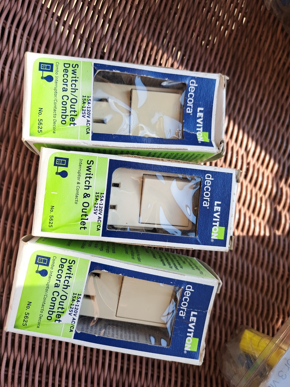 Qty3 Leviton Light Ivory Single Pole Switch & Outlet No 5625. New
