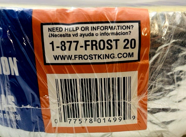 Frost King PIPE WRAP INSULATION Foil-Backed Figerglass 3″ x 1″ x 25′ New SP42X
